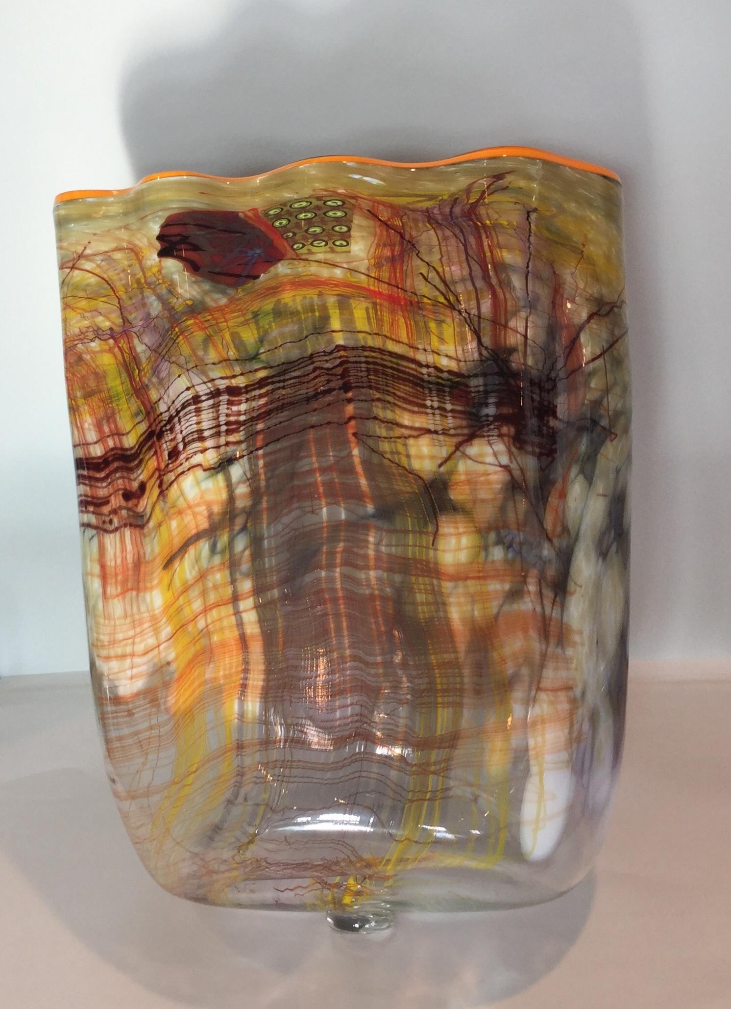 Monumental Dale Chihuly Sculptural Cylinder Vessel Signed and Dated 1987  3