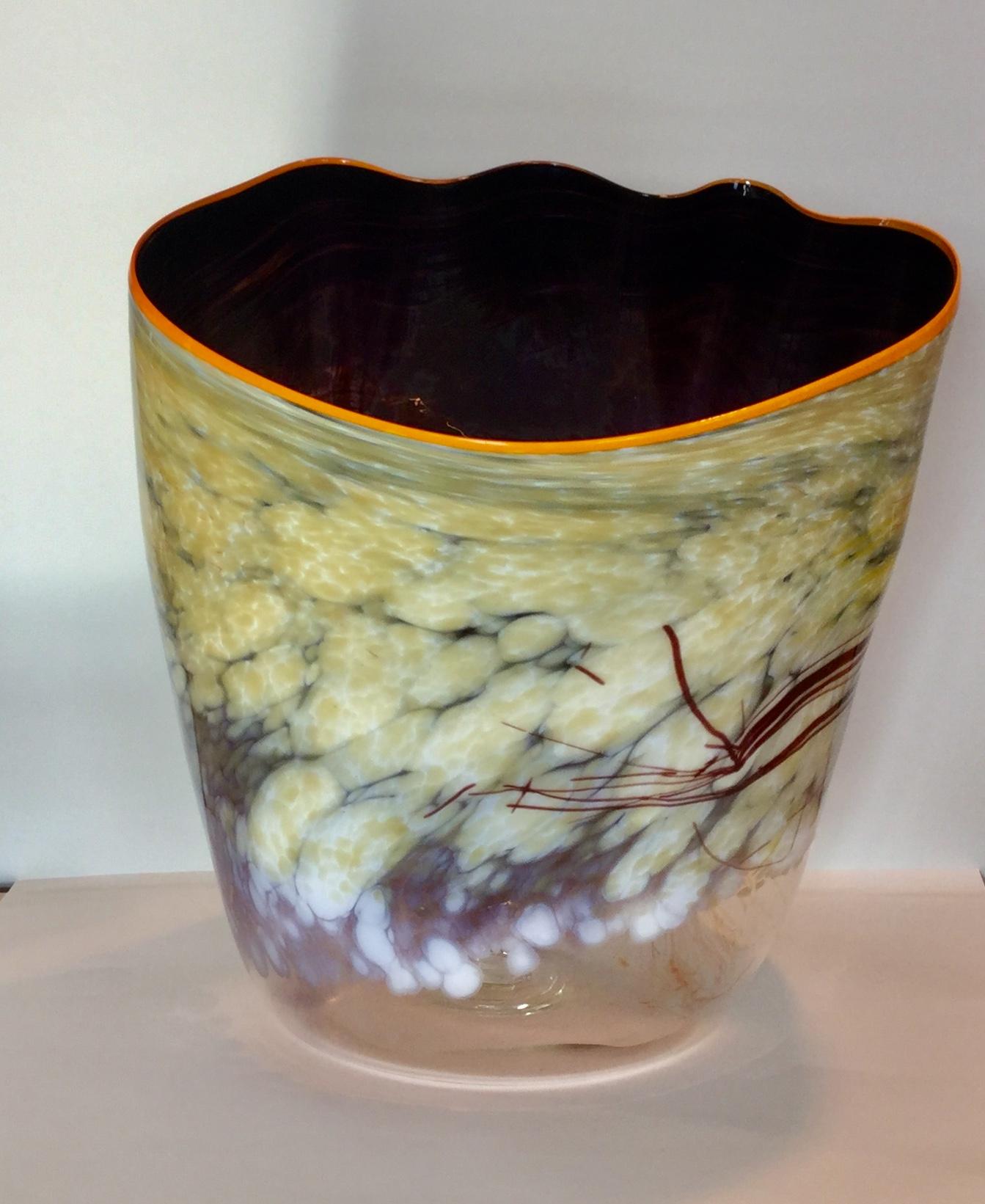 Mid-Century Modern Monumental Dale Chihuly Sculptural Cylinder Vessel Signed and Dated 1987 