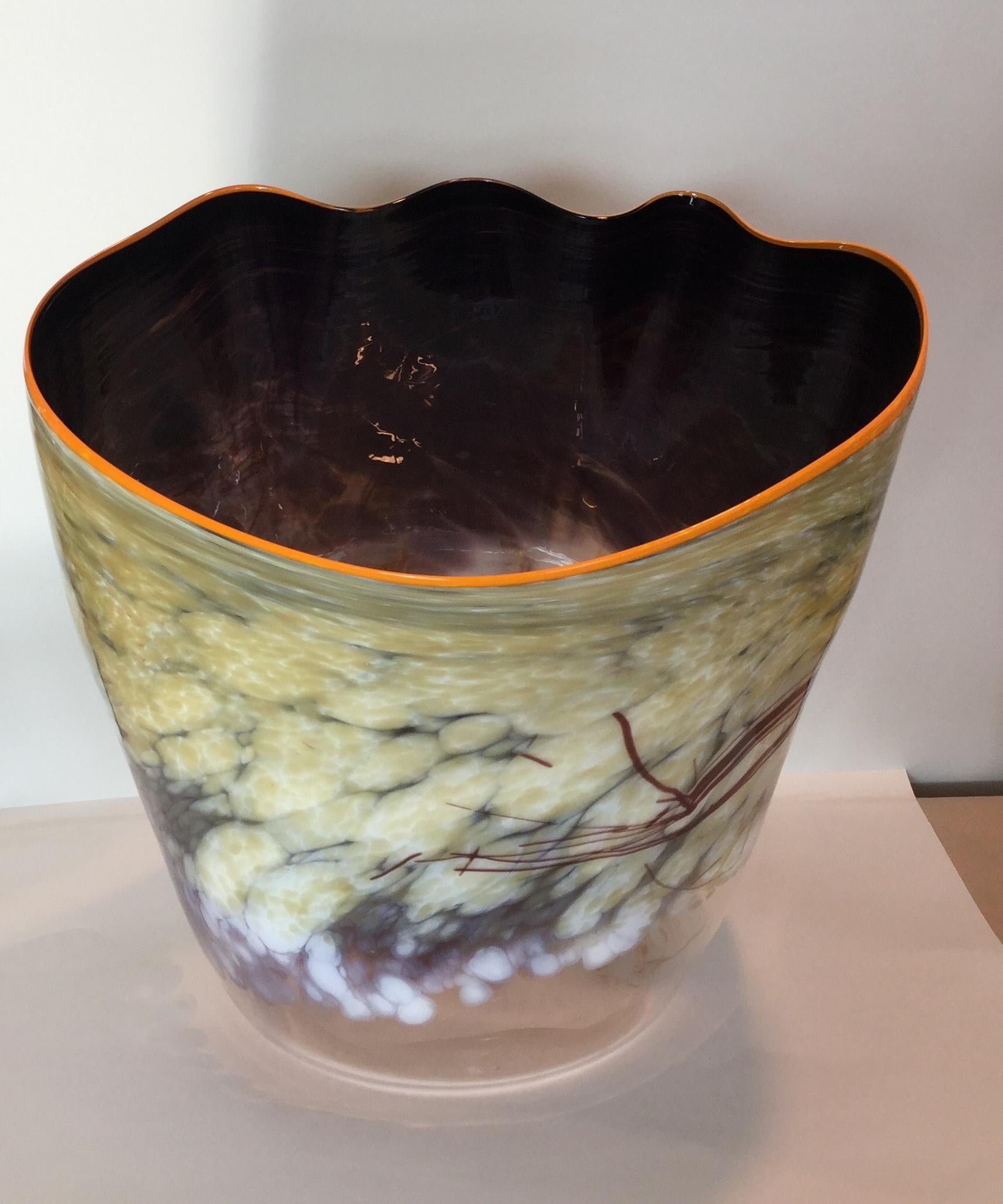 American Monumental Dale Chihuly Sculptural Cylinder Vessel Signed and Dated 1987 
