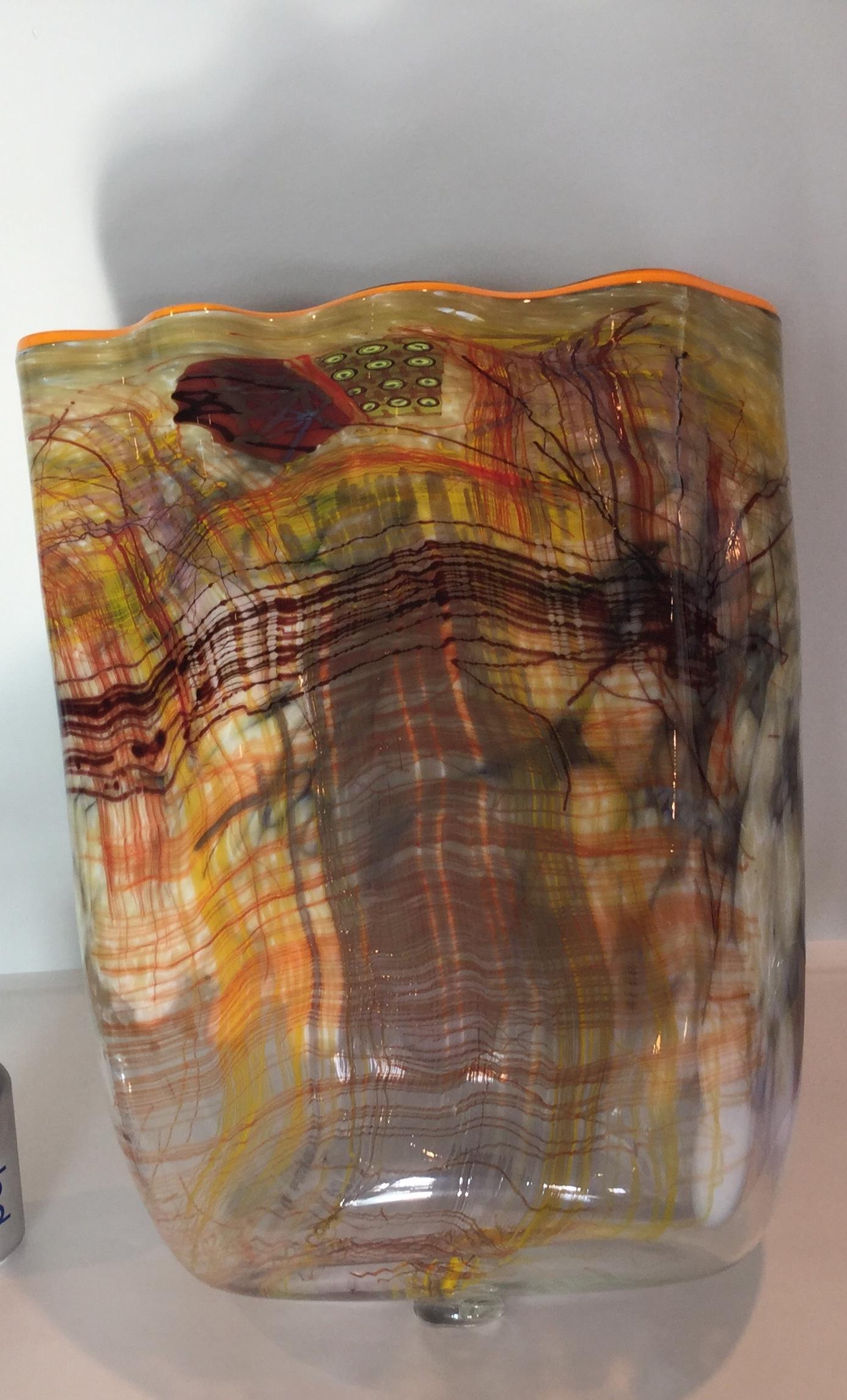 Blown Glass Monumental Dale Chihuly Sculptural Cylinder Vessel Signed and Dated 1987 