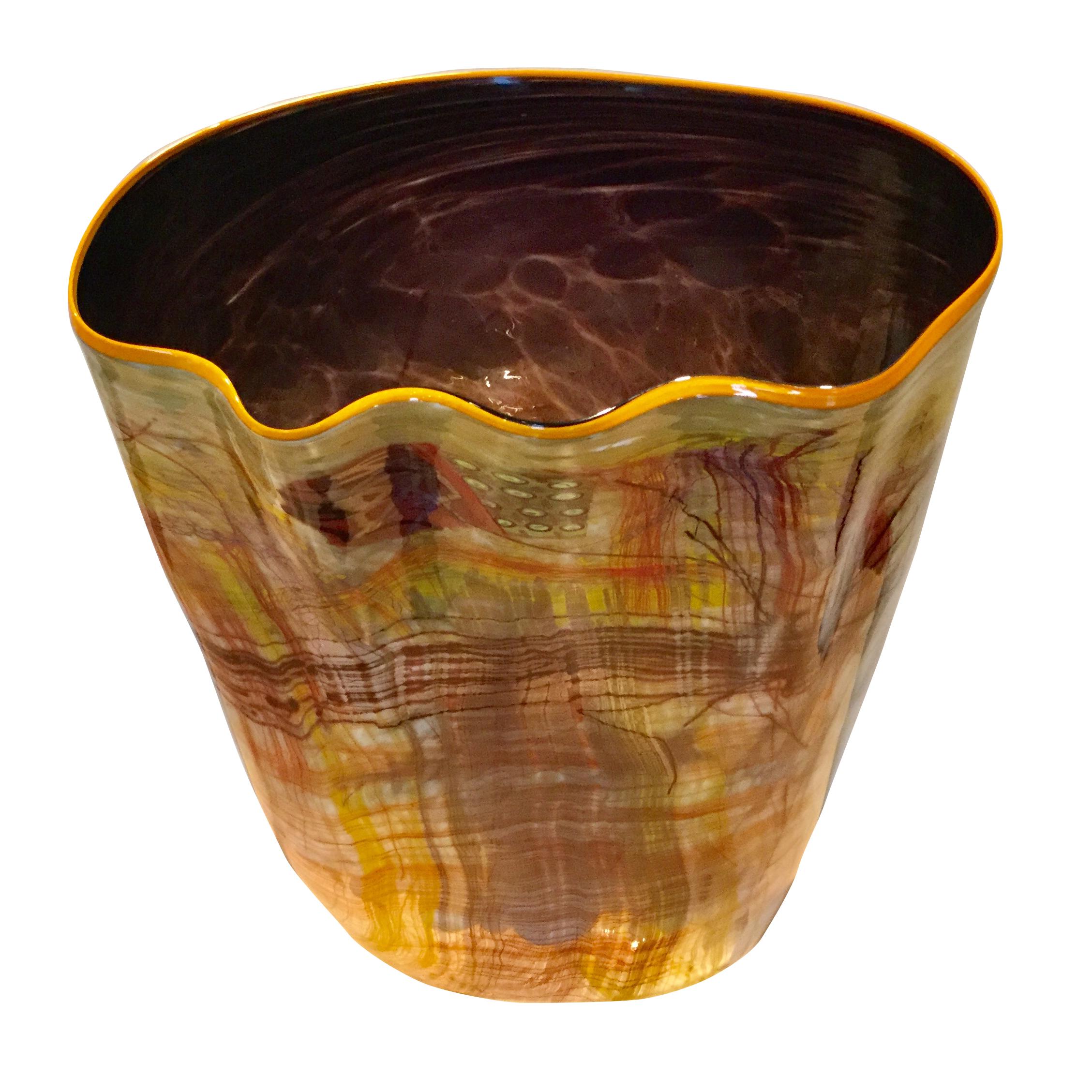 Monumental Dale Chihuly Sculptural Cylinder Vessel Signed and Dated 1987 