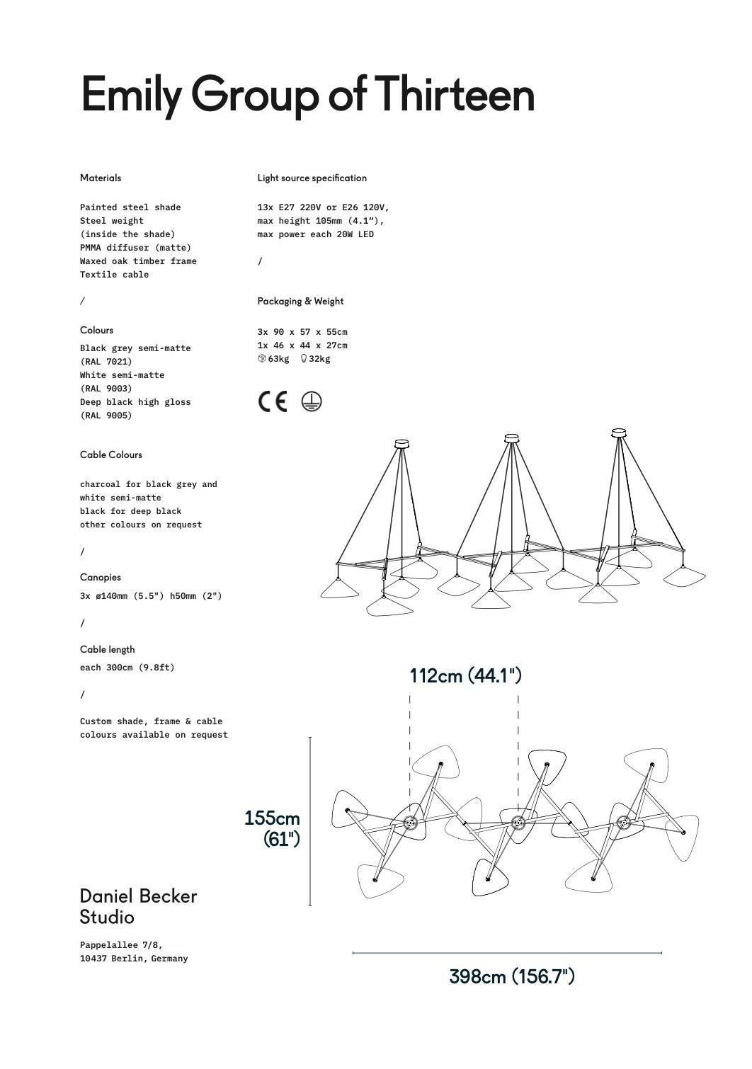 Monumental Daniel Becker 'Emily 13' Chandelier in Glossy Black & Black Oak Frame For Sale 2