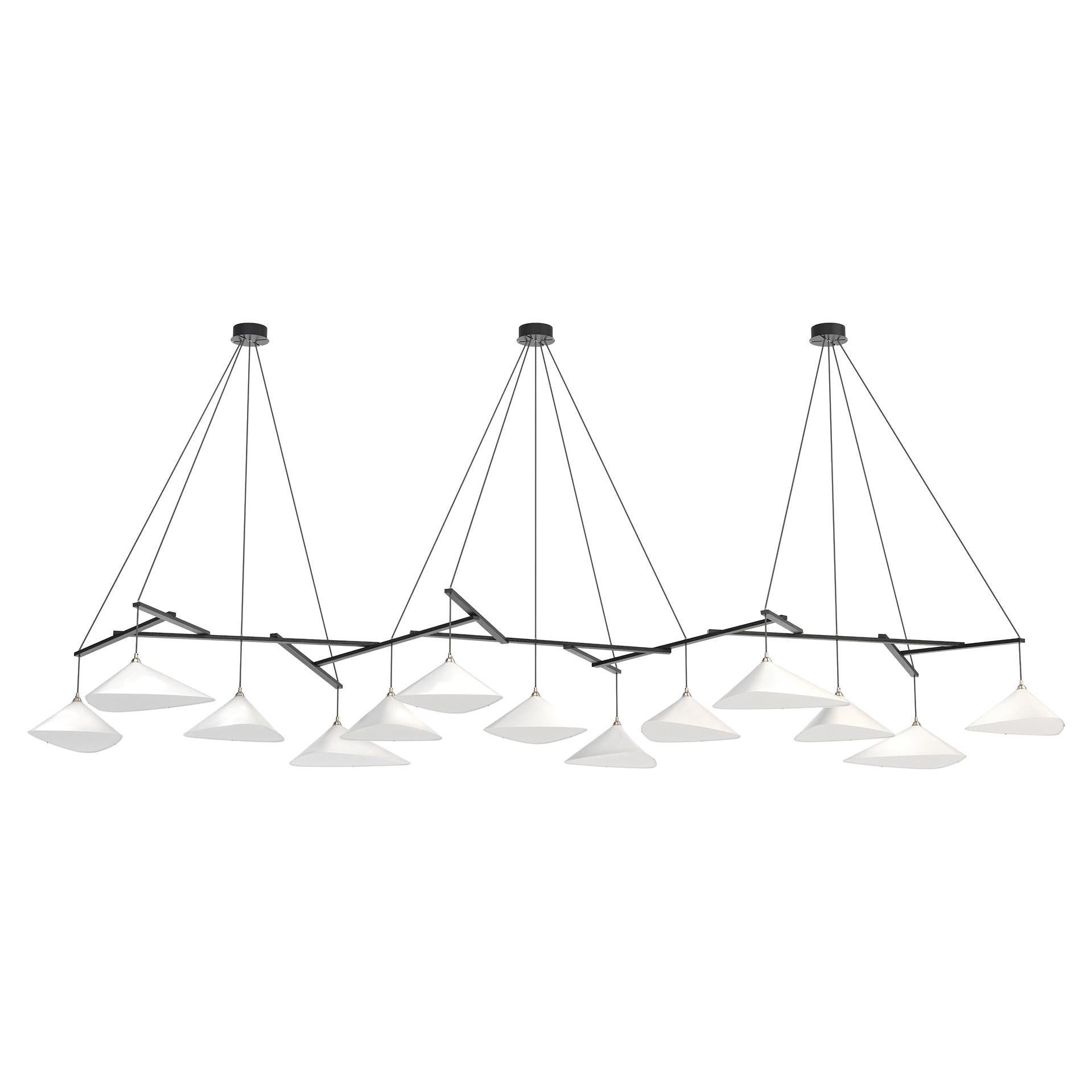 Monumentale lampadario 'Emily 13' di Daniel Becker in nero lucido per Moss Objects in vendita 4