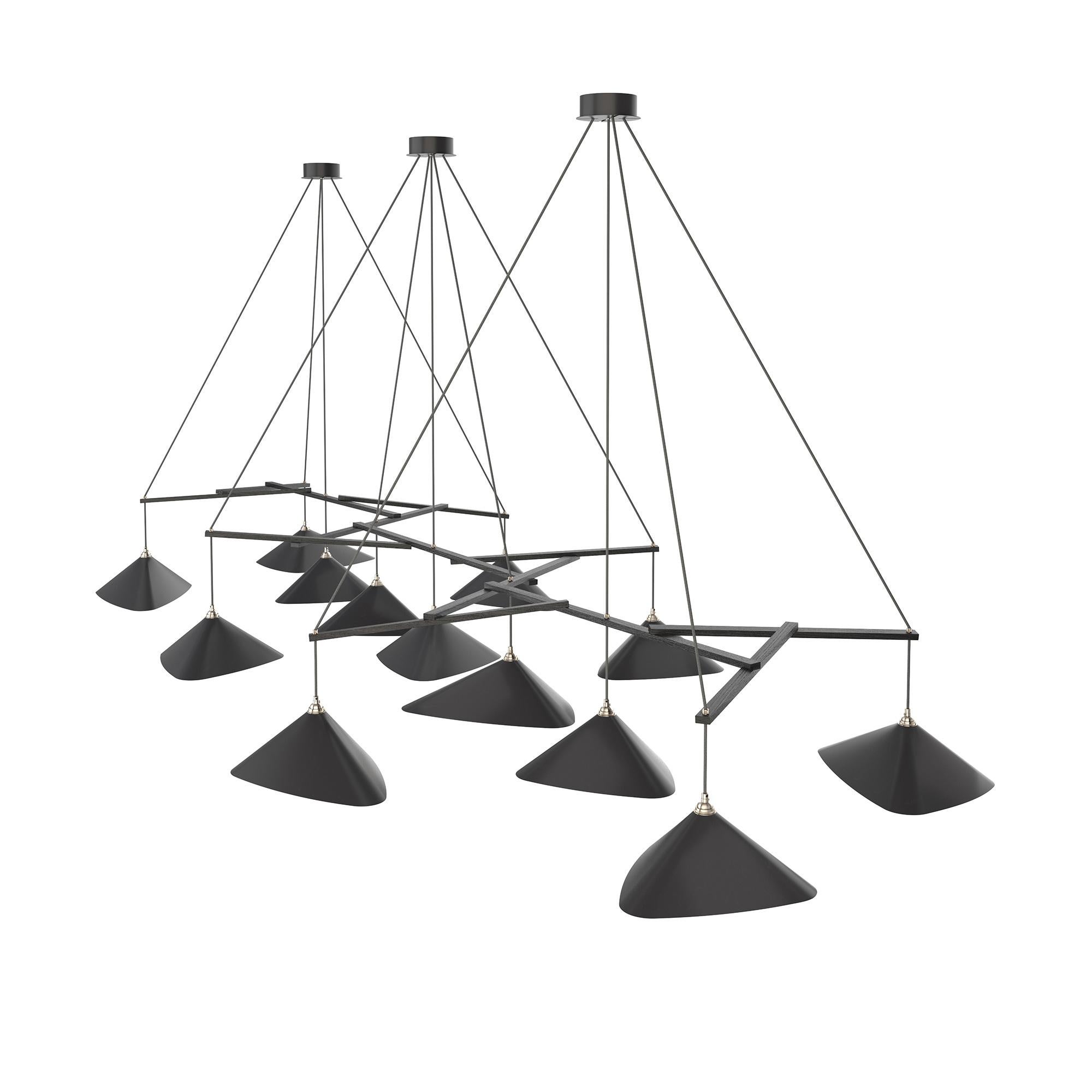 Mid-Century Modern Monumental Daniel Becker 'Emily 13' Chandelier in Anthracite for Moss Objects For Sale