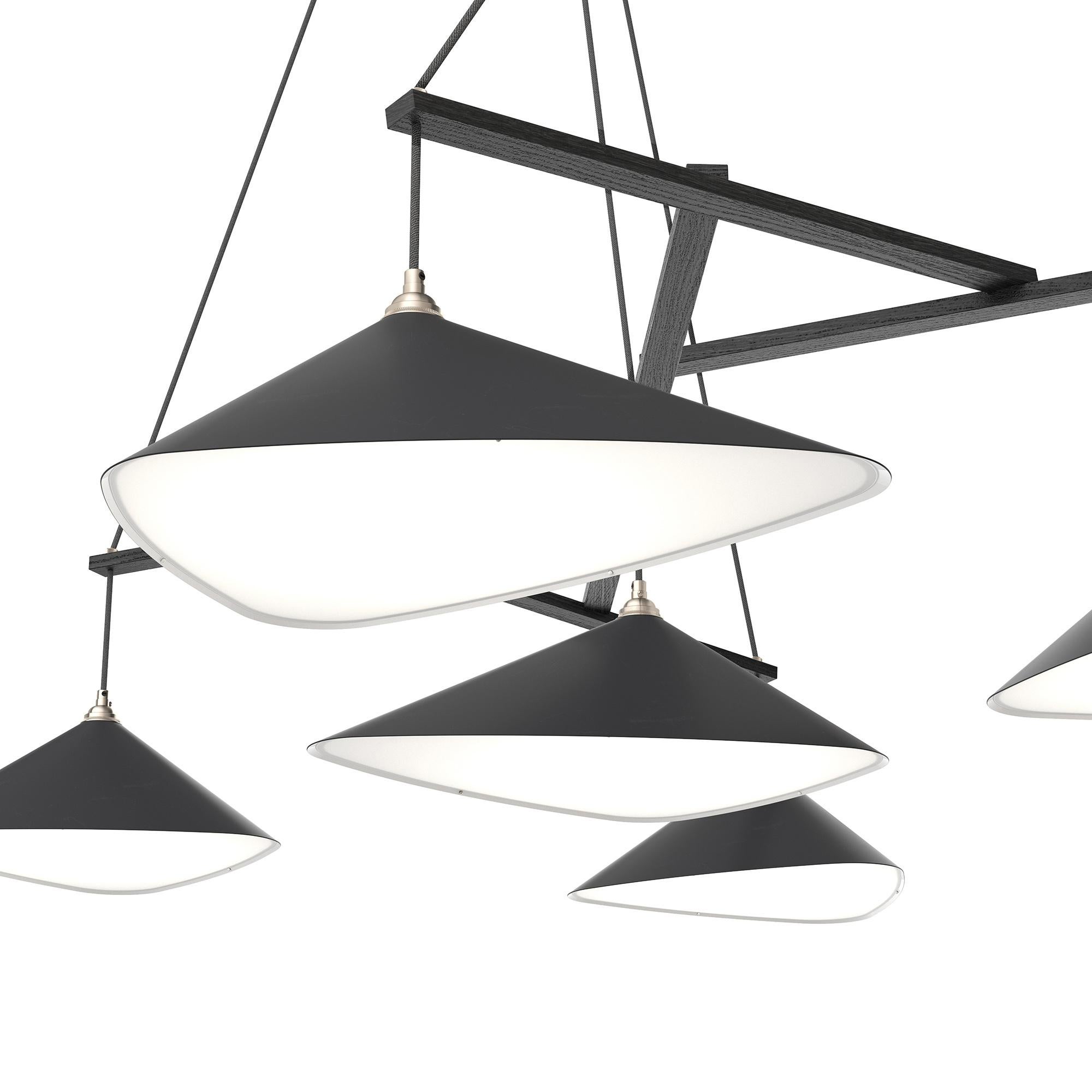 German Monumental Daniel Becker 'Emily 13' Chandelier in Anthracite for Moss Objects For Sale