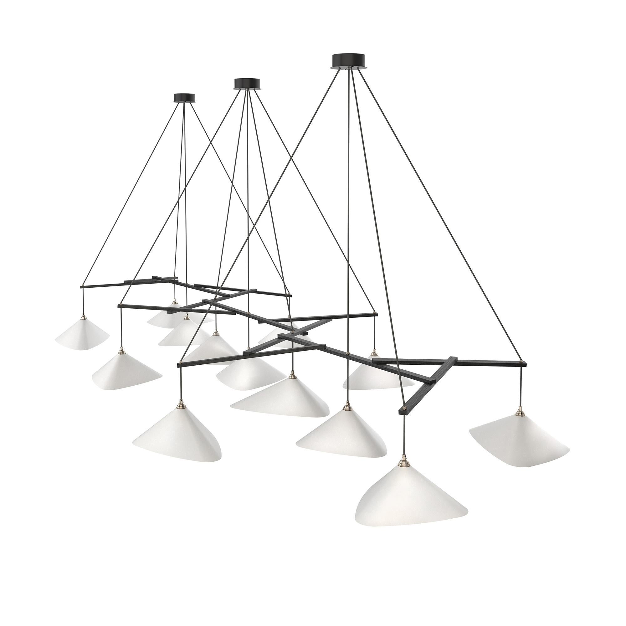 German Monumental Daniel Becker 'Emily 13' Chandelier in Matte White for Moss Objects For Sale