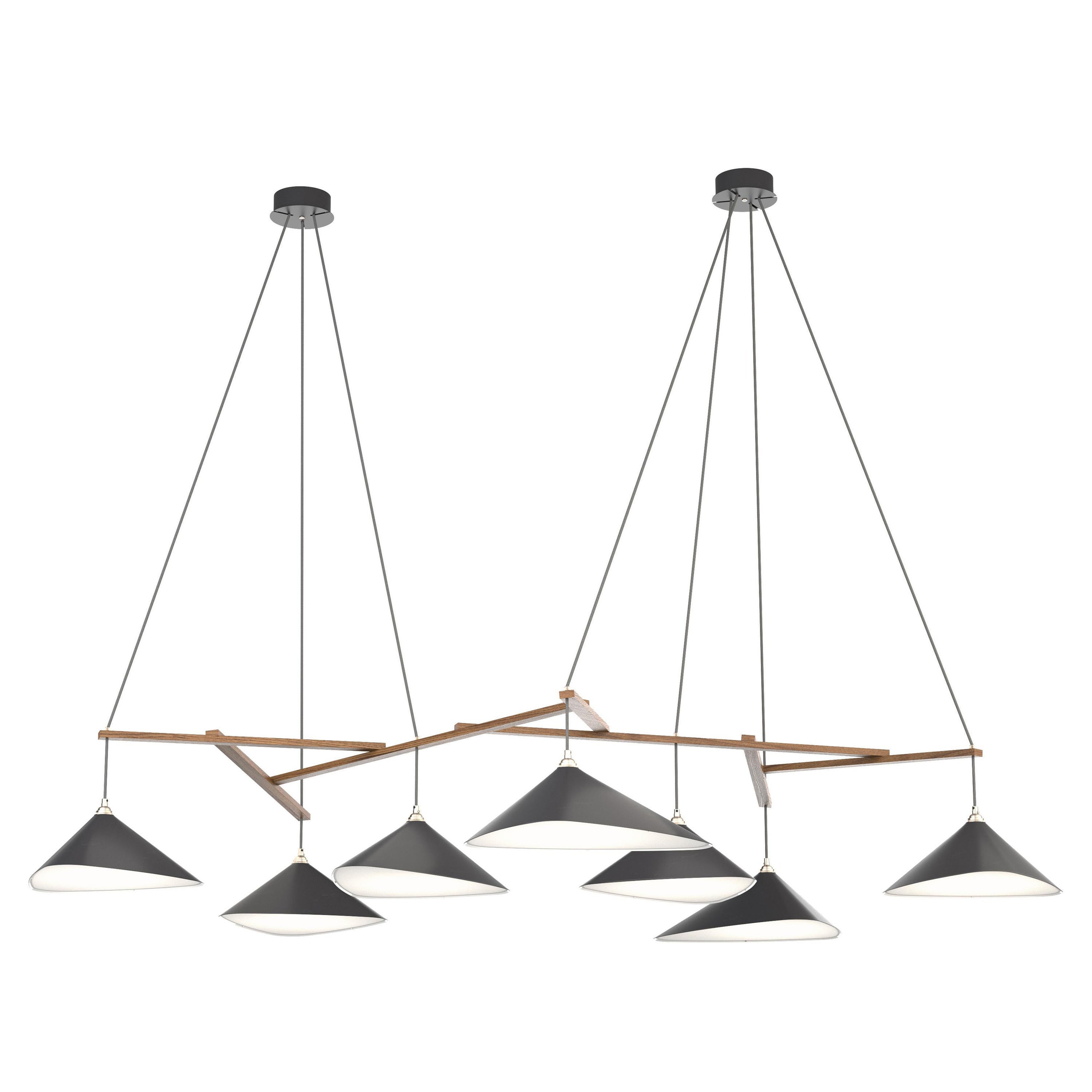 Monumental 'Emily 7' Chandelier in Anthracite and Oak for Moss Objects