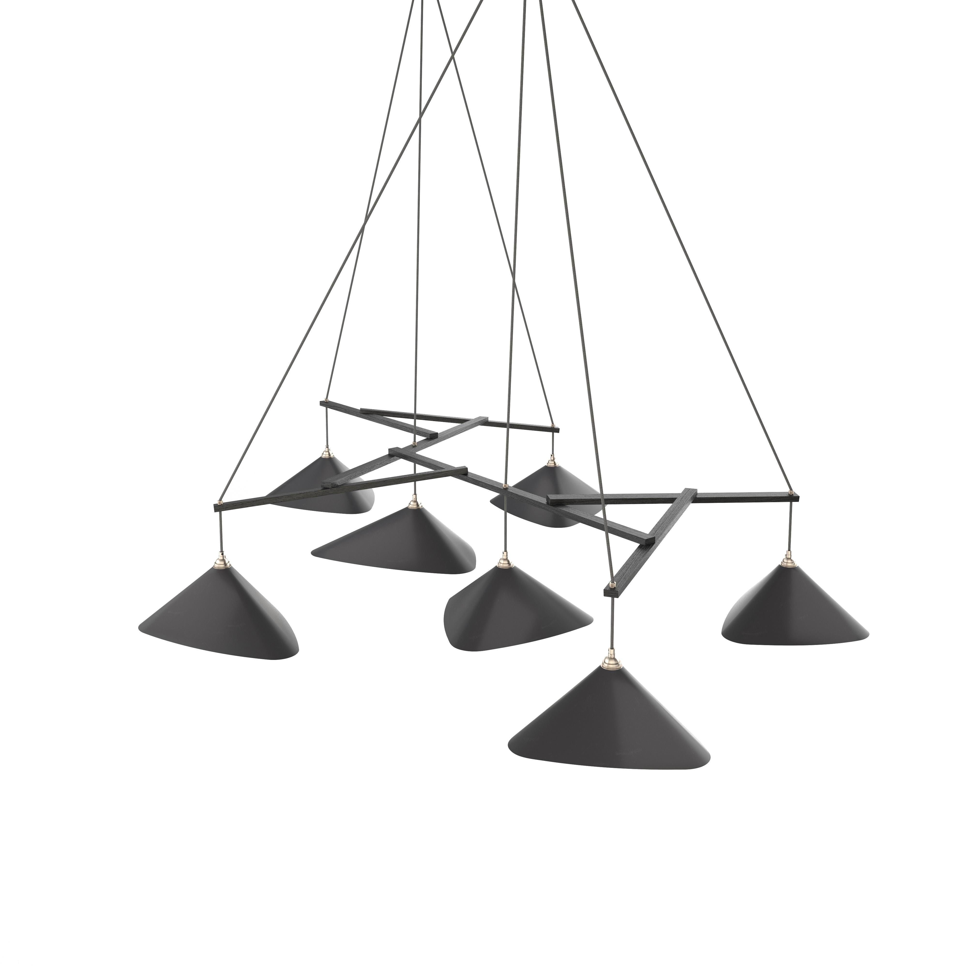 Mid-Century Modern Monumental Daniel Becker Emily 7 Chandelier in Anthracite/Black for Moss Objects For Sale
