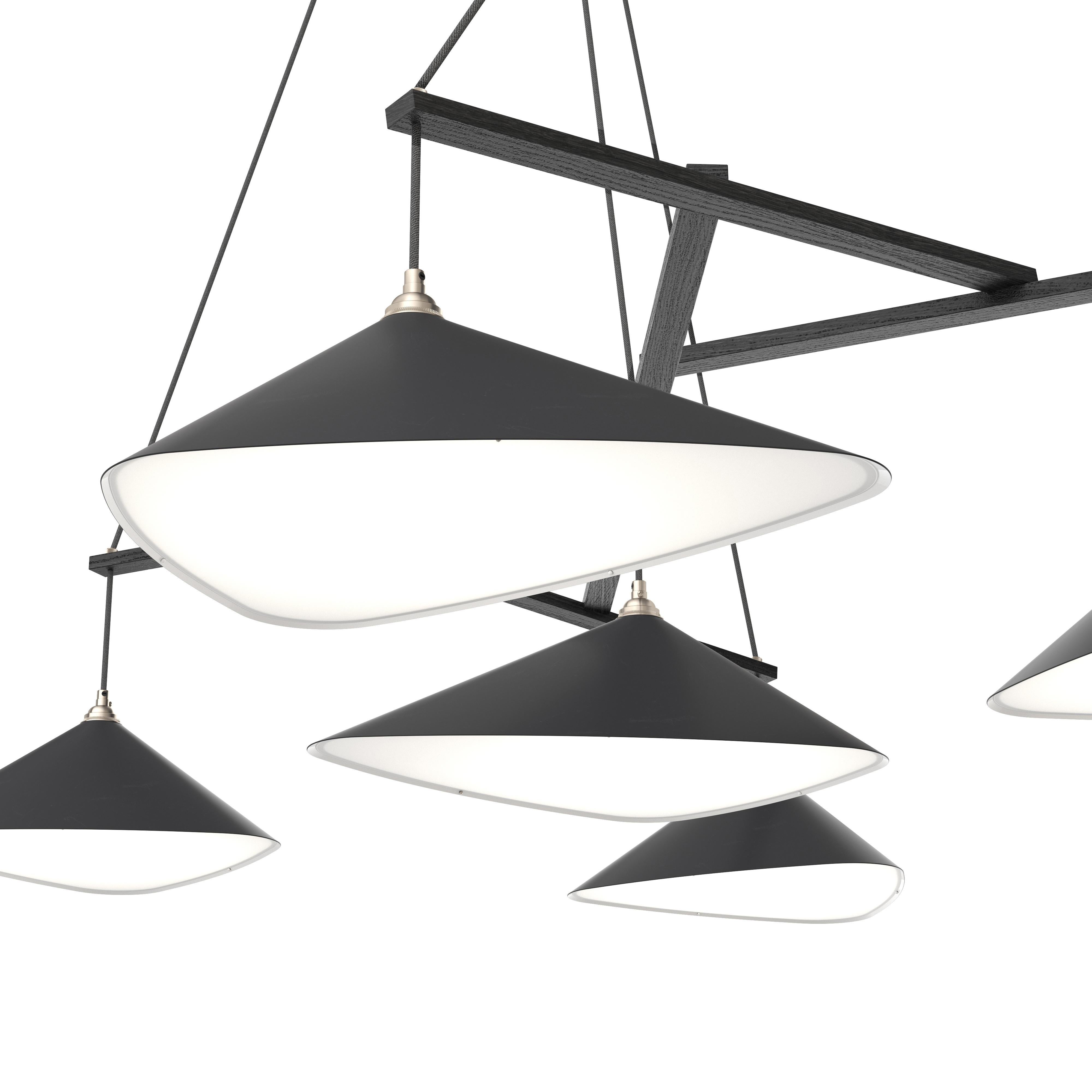 German Monumental Daniel Becker Emily 7 Chandelier in Anthracite/Black for Moss Objects For Sale