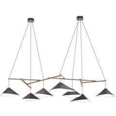 Monumental Daniel Becker 'Emily 7' Chandelier in Anthracite with Oak Frame