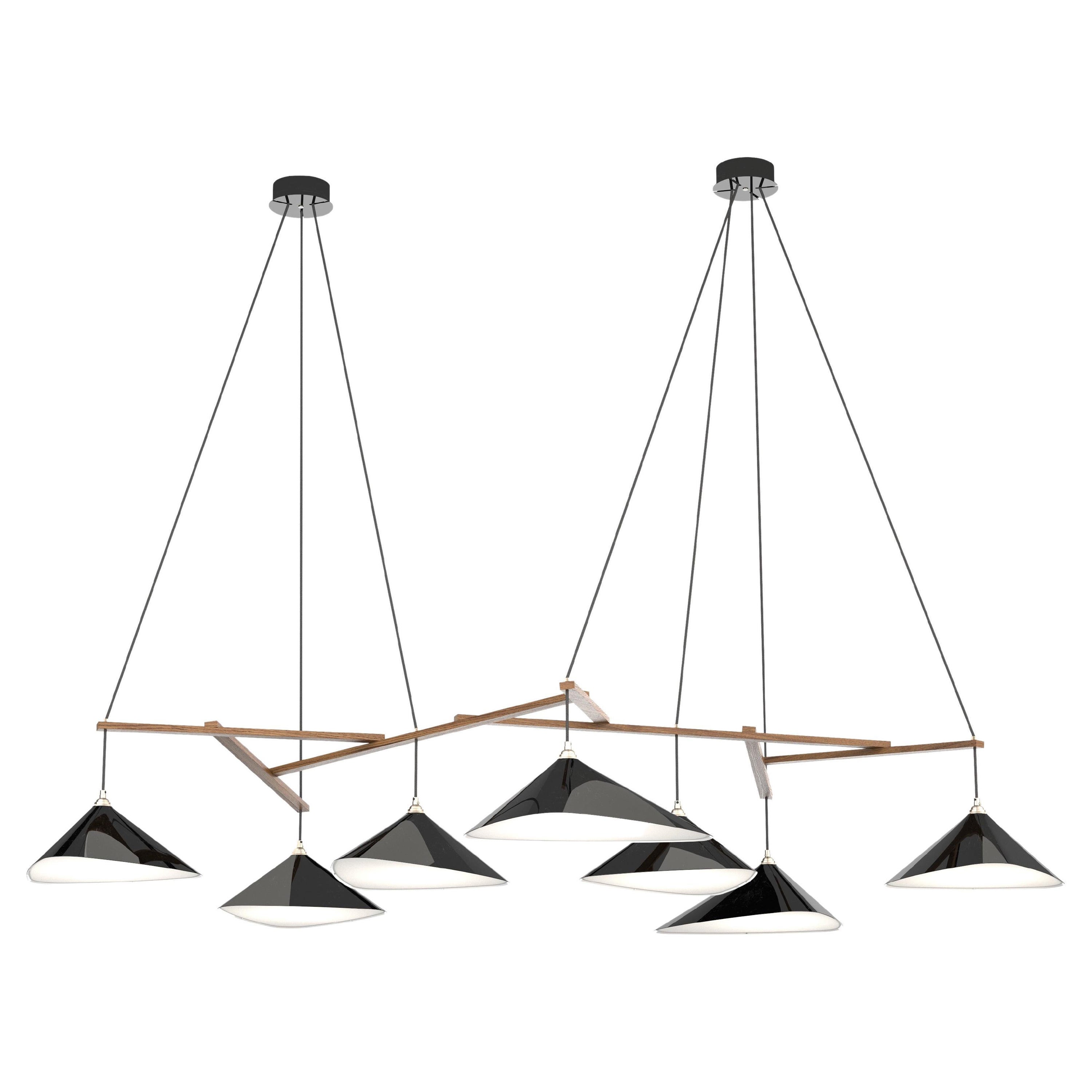 Contemporary Monumental Daniel Becker 'Emily 7' Chandelier in Brass & Black for Moss Objects For Sale