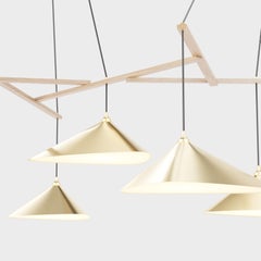 Daniel Becker 'Emily 7' Chandelier in Gold Semi-matte/ Oak for Moss Objects