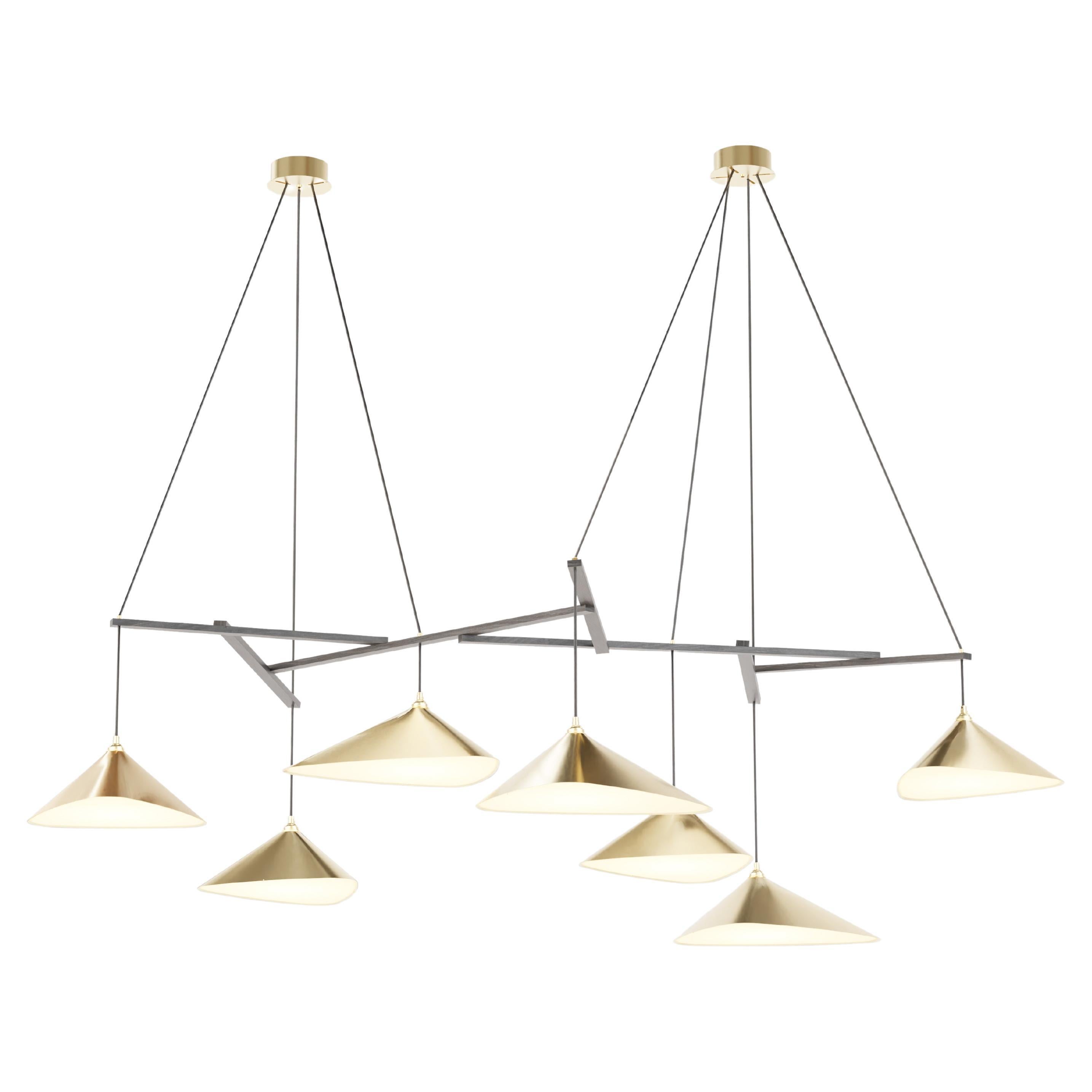 Monumental Daniel Becker 'Emily 7' Chandelier in Brass with Oak for Moss Objects In New Condition For Sale In Glendale, CA