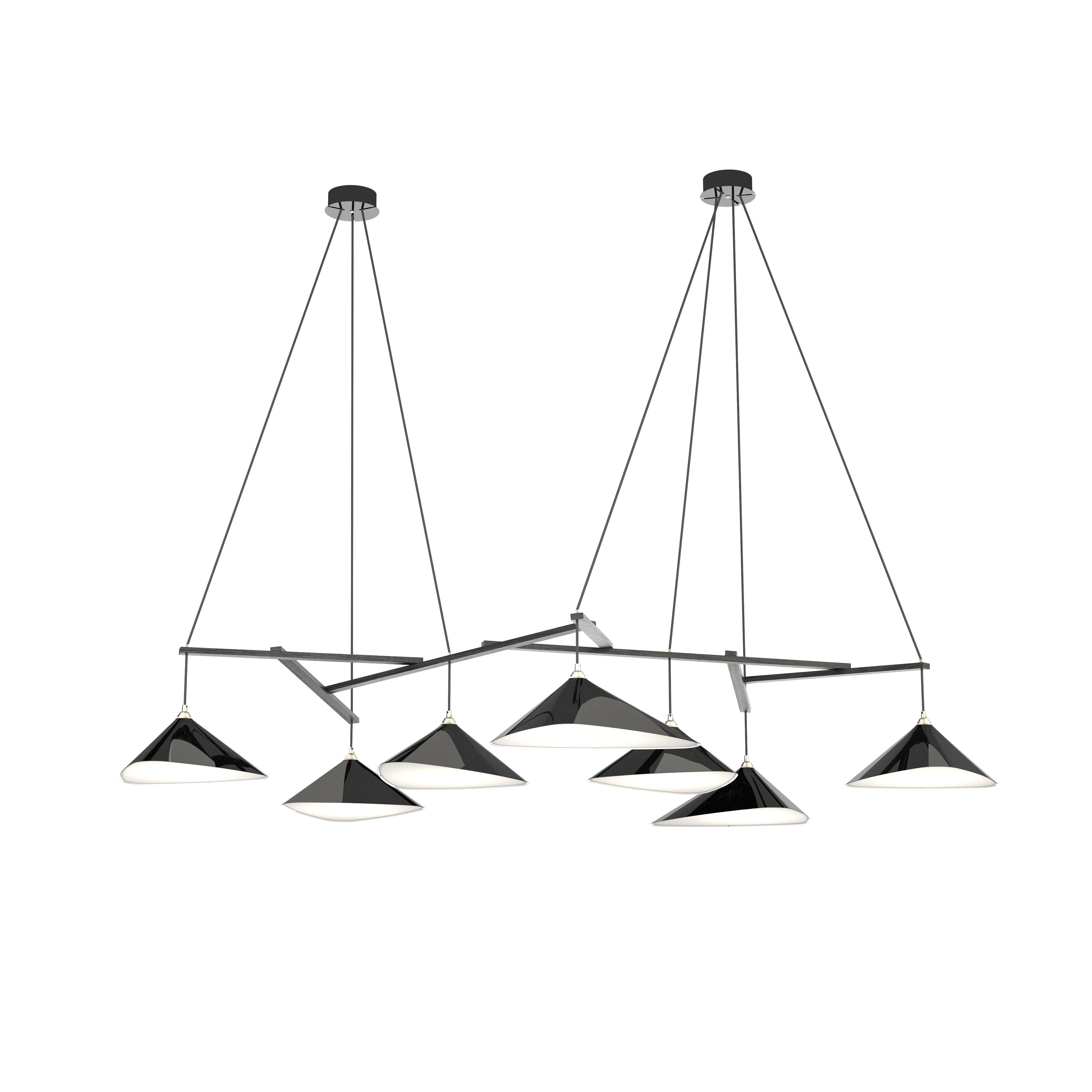 Metal Monumental Daniel Becker 'Emily 7' Chandelier in Brass with Oak for Moss Objects For Sale