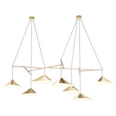 Monumental Daniel Becker 'Emily 7' Chandelier in Brass with Oak Frame