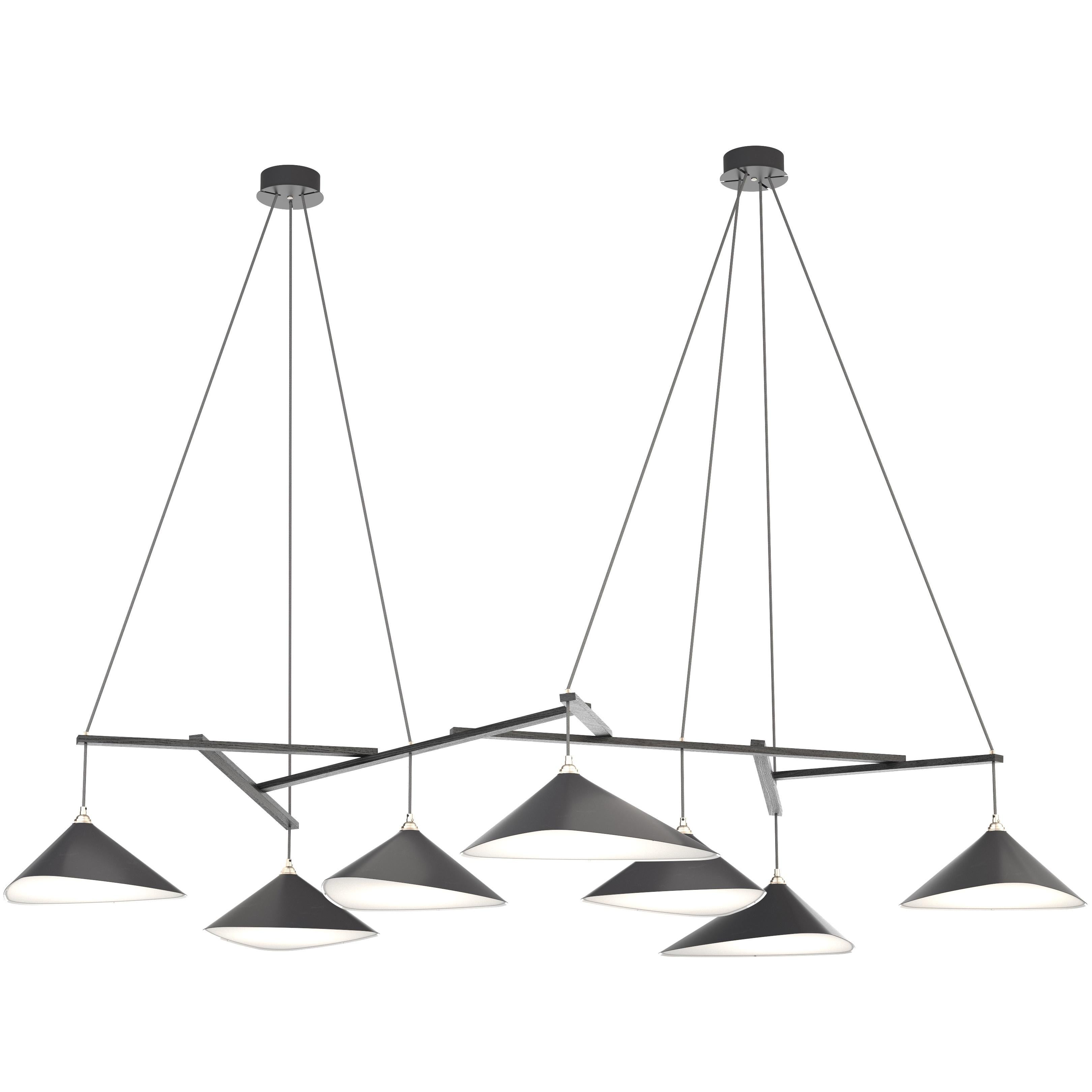 Monumental Daniel Becker Emily 7 Chandelier in Glossy Black/Oak for Moss Objects For Sale 4