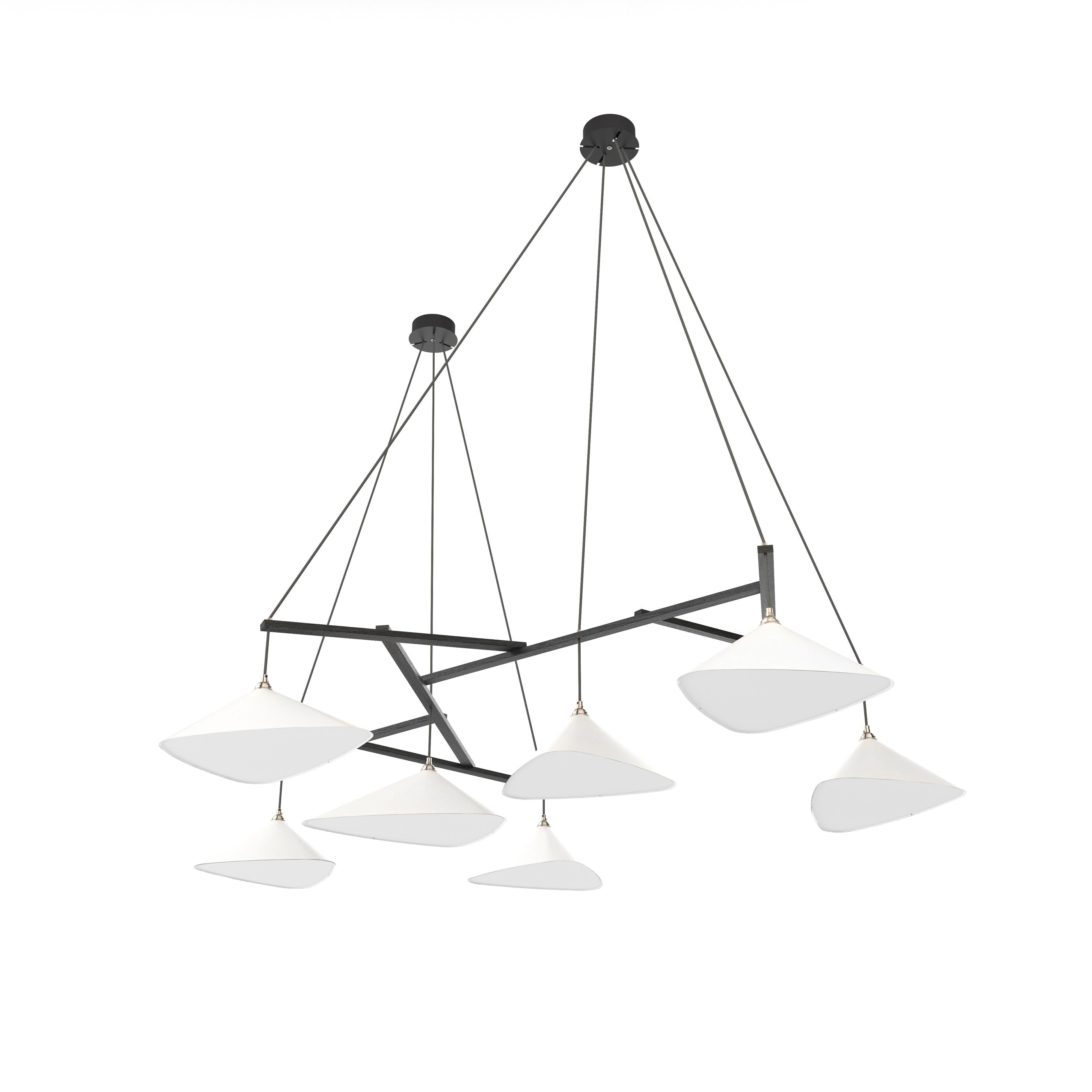 Monumental Daniel Becker 'Emily 7' Chandelier in White & Black for Moss Objects. Designed by Berlin luminary Daniel Becker and handmade to order using modern and mid-century manufacturing techniques, the Emily Series won the prestigious German