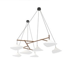 Monumentale lampadario 'Emily 7' di Daniel Becker in bianco e Oak per Moss Objects
