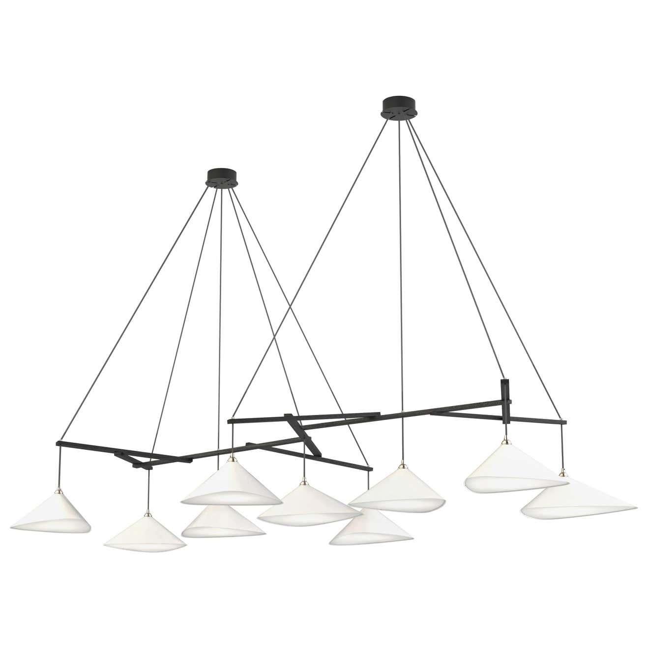 Monumental Daniel Becker Emily 9 Chandelier in Matte Anthracite for Moss Objects For Sale 2