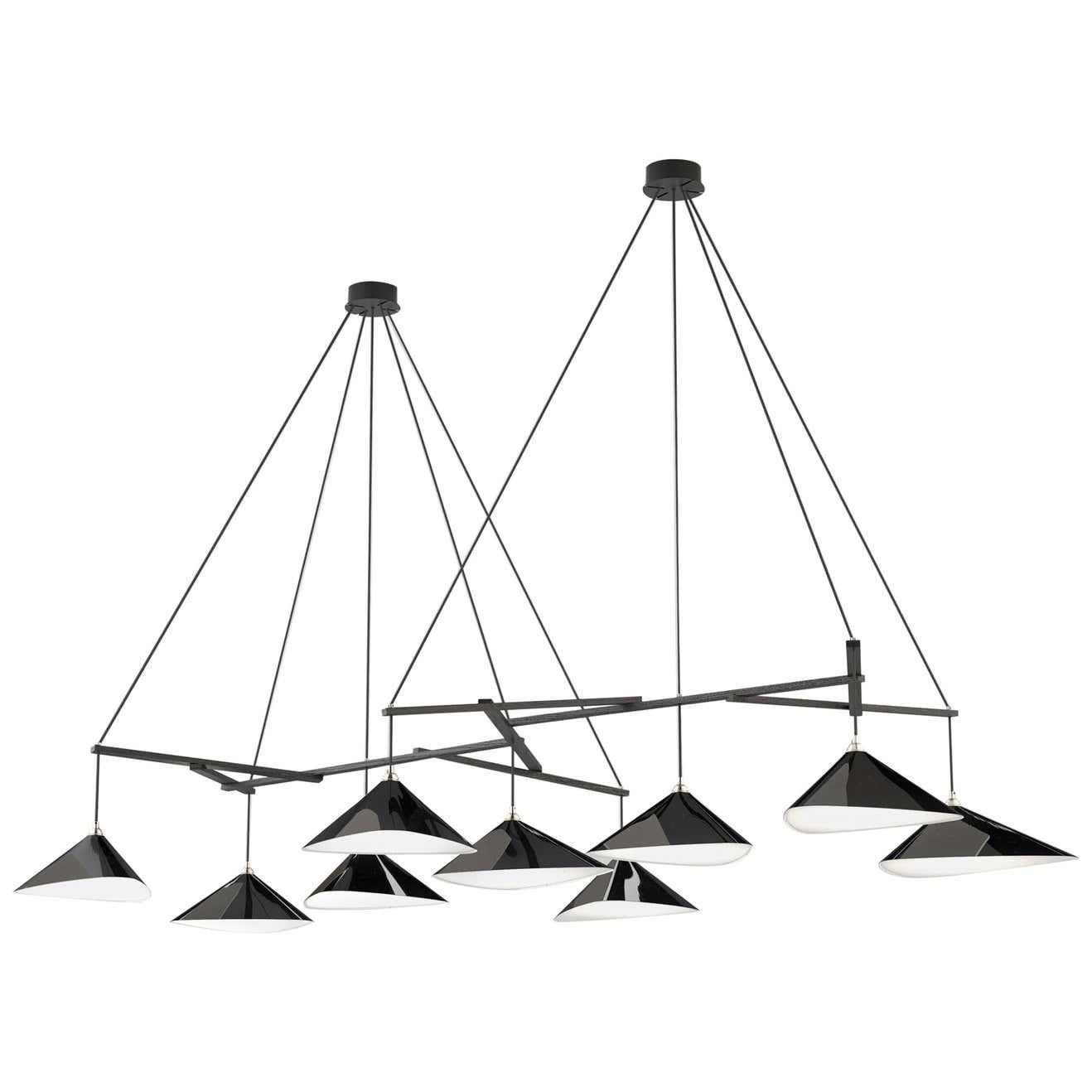 Monumental Daniel Becker Emily 9 Chandelier in Matte Anthracite for Moss Objects For Sale 5