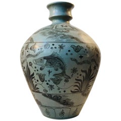 Monumental Danish Art Deco Pottery Floor Vase, 1930s