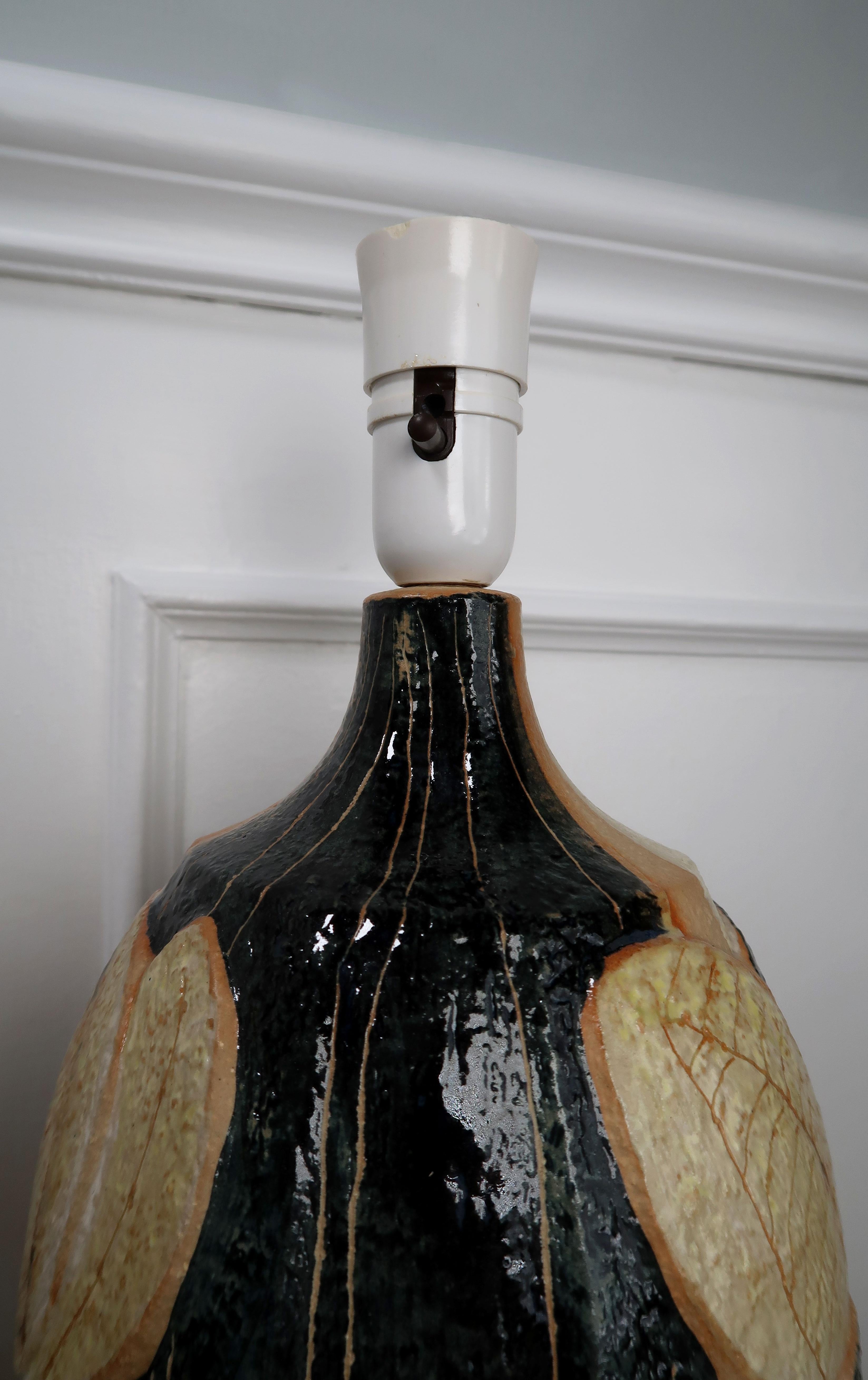 Monumental Pair of Backhausen for Soholm Stoneware Black, Cream Lamps, 1980s 1