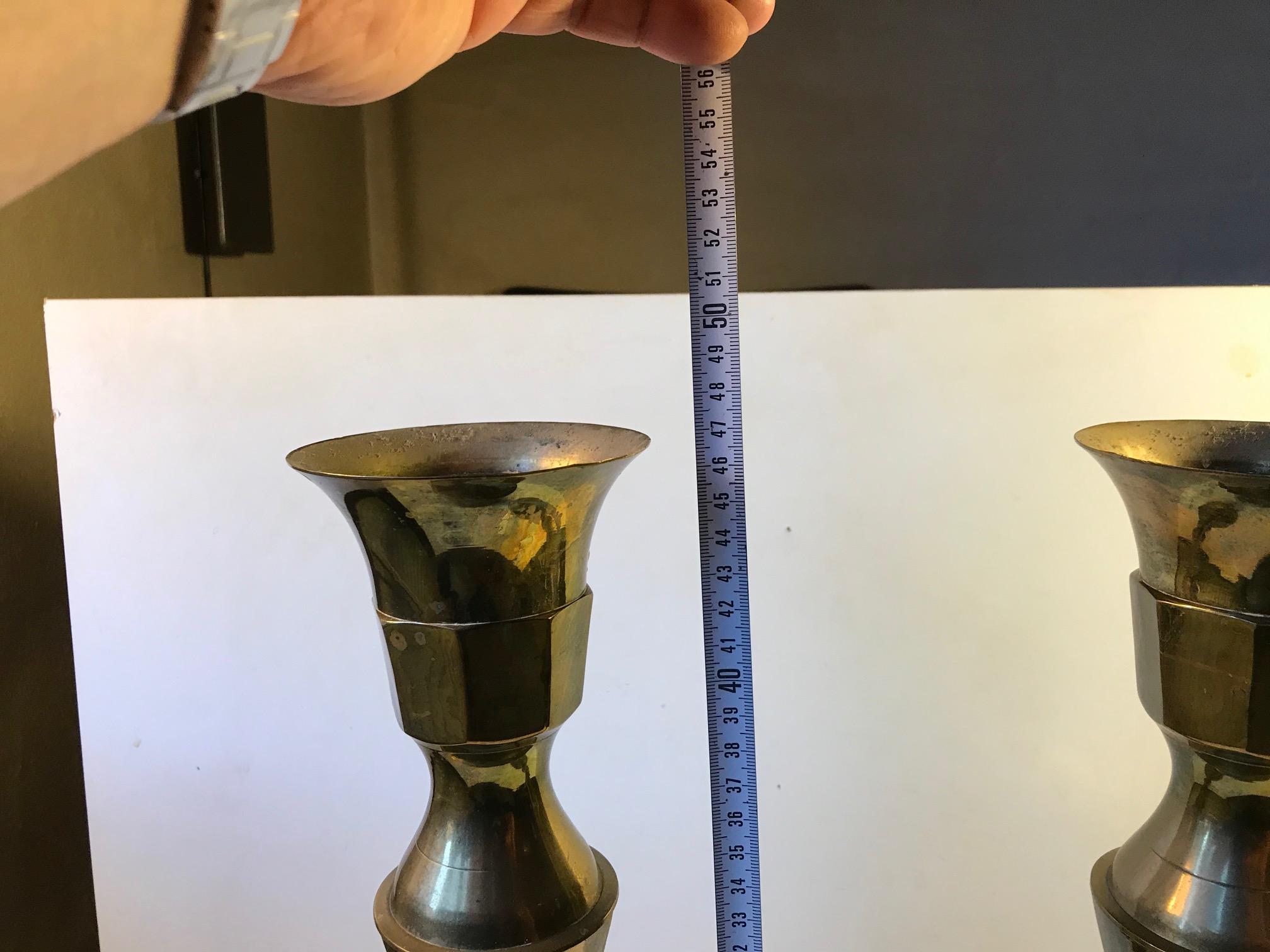 Monumental Danish Church Candleholders in Brass, 1950s For Sale 2