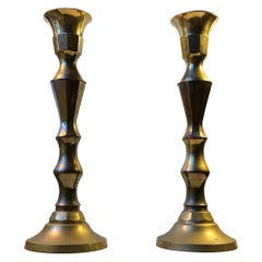 Used Monumental Danish Church Candleholders in Brass, 1950s