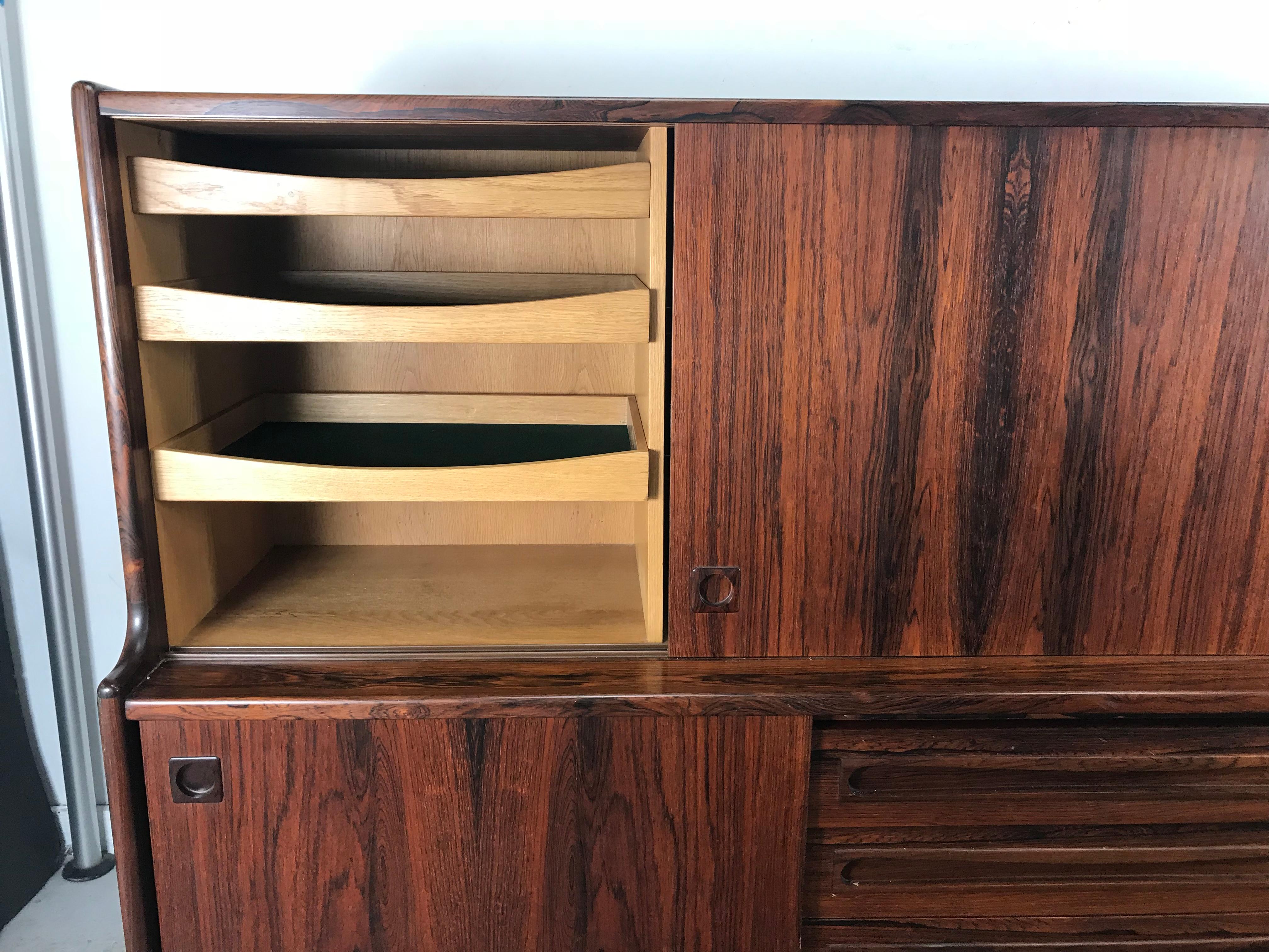 Monumental Danish Rosewood Credenza / Bar Cabinet In Good Condition For Sale In Buffalo, NY