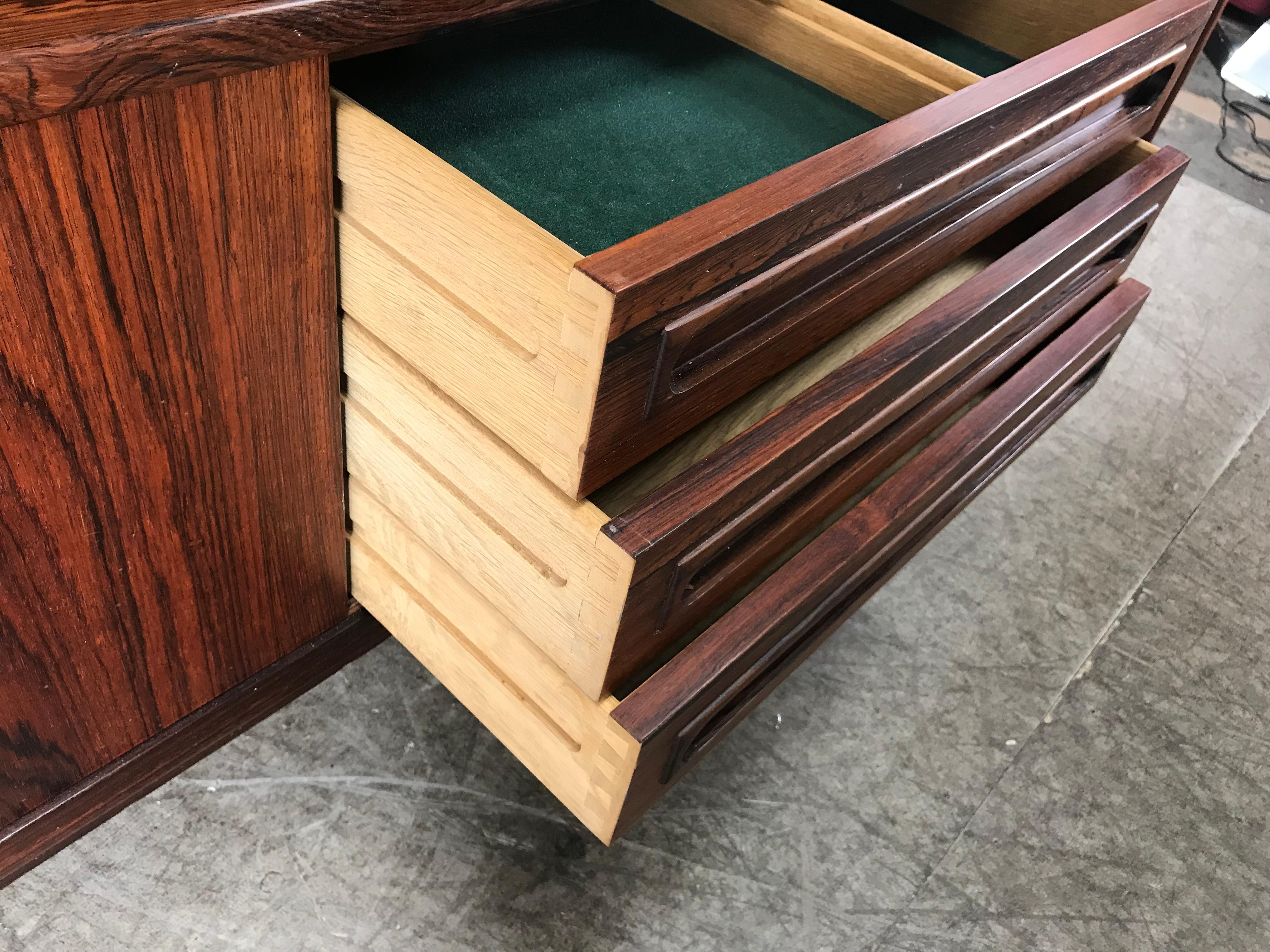 20th Century Monumental Danish Rosewood Credenza / Bar Cabinet For Sale