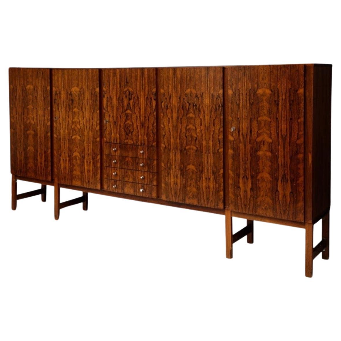 Monumental Danish Rosewood Sideboard Highboard Cabinet Midcentury, 1960s For Sale