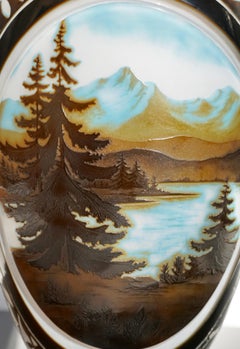 Monumentale D'Argental-Vase mit Kamee-Landschaftslandschaft von Paul Nicolas