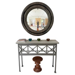 Monumental Dark Grey Chunky Round Mirror by Julian Chichester