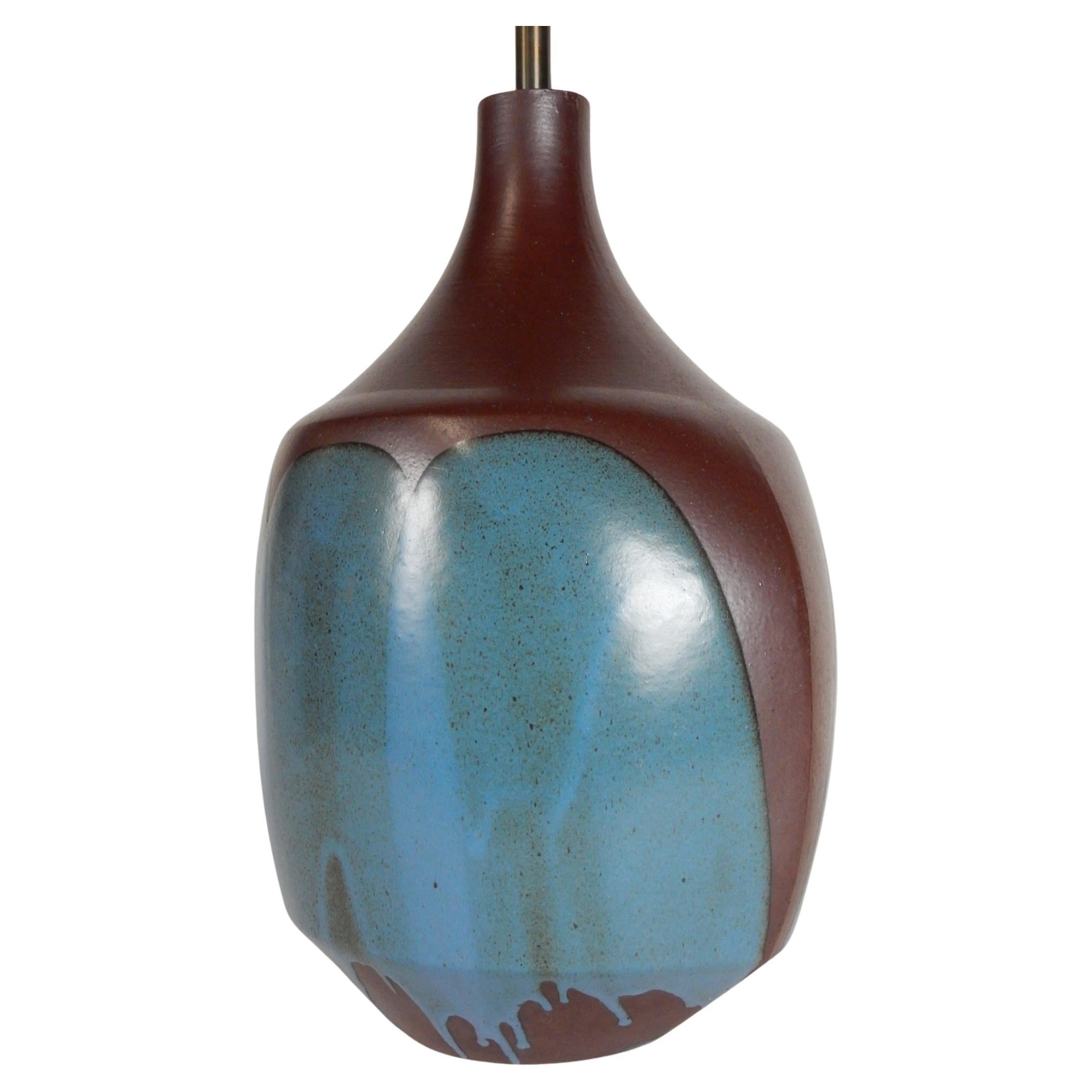 Monumentale David Cressey Türkis Studio Pottery Lampe Mid-Century Modern im Zustand „Gut“ im Angebot in Las Vegas, NV