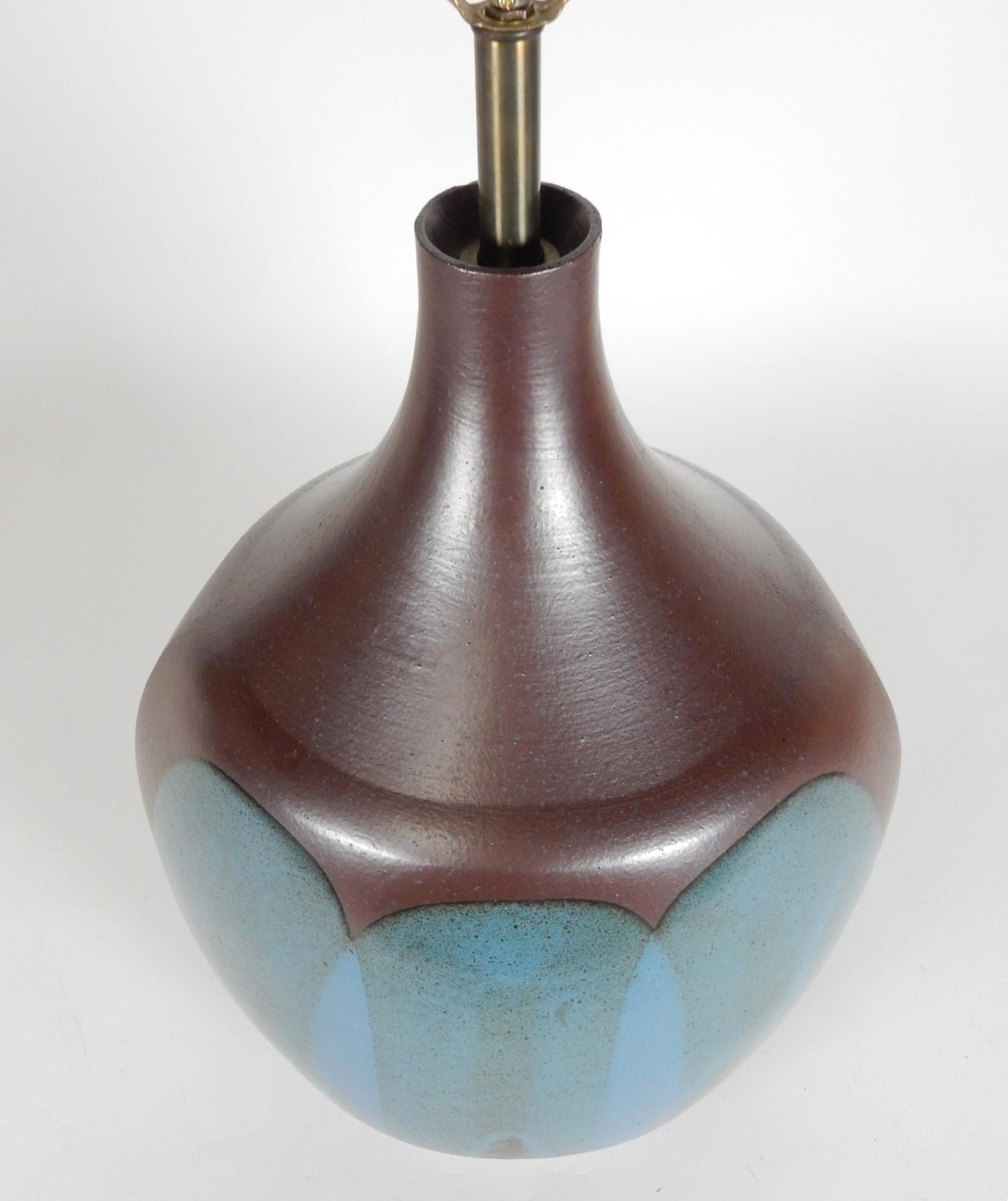 Monumentale David Cressey Türkis Studio Pottery Lampe Mid-Century Modern (20. Jahrhundert) im Angebot