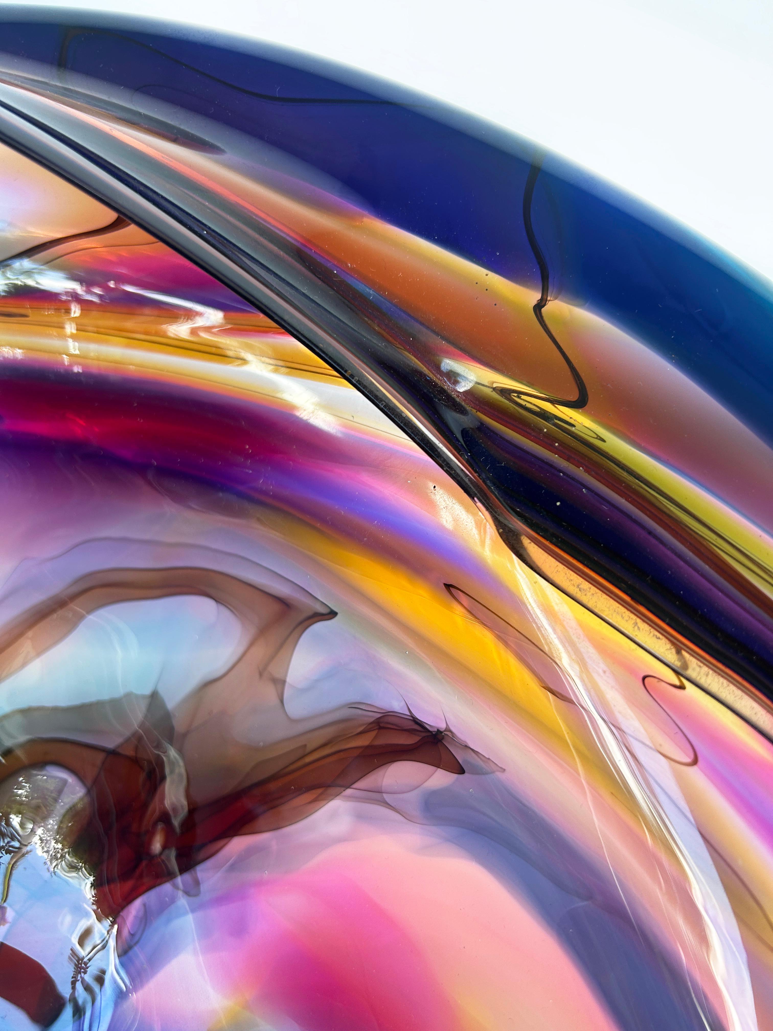 Monumental David Goldhagen Blown Art Glass Centerpiece Bowl, American For Sale 5