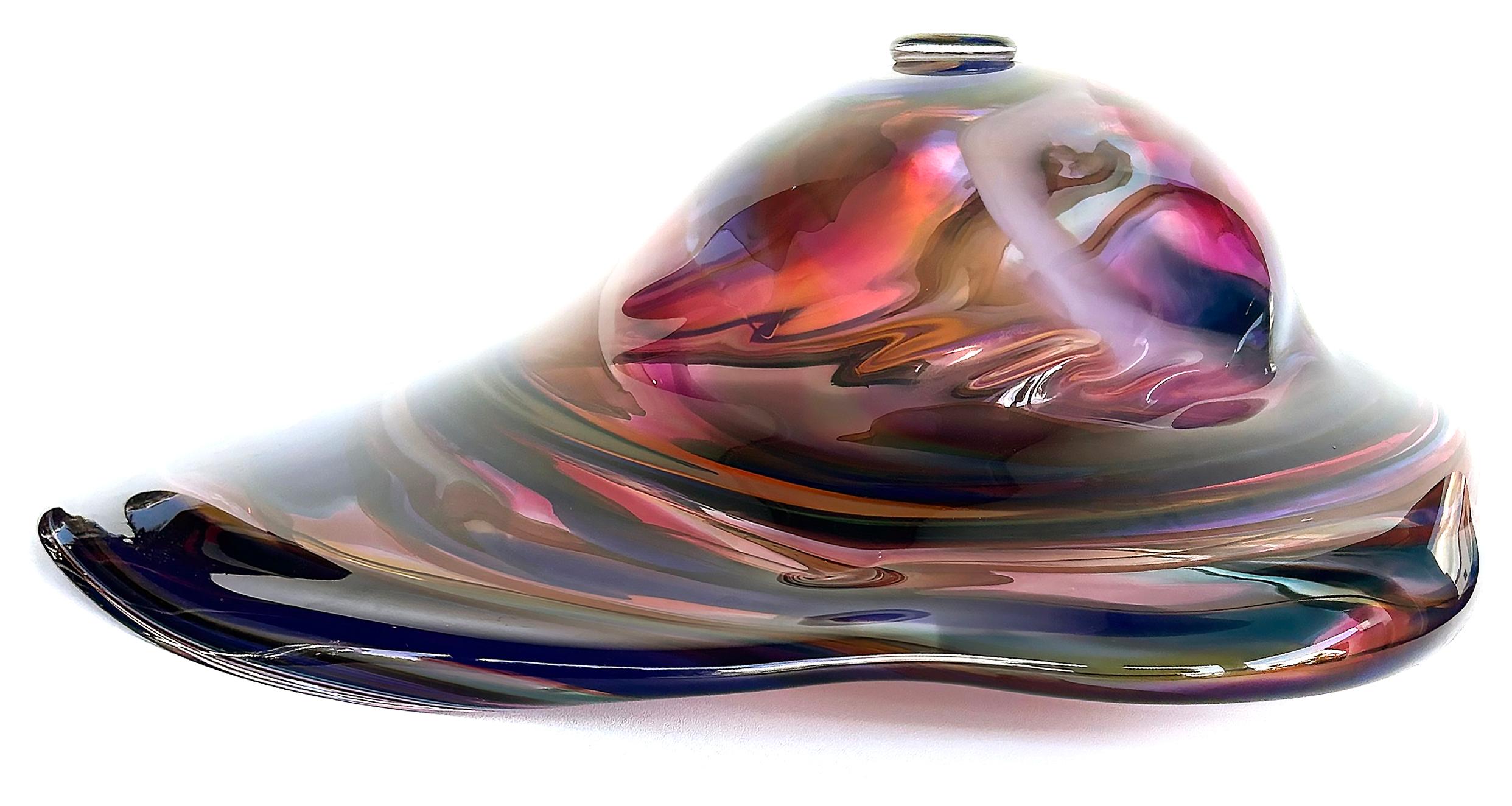 Monumental David Goldhagen Blown Art Glass Centerpiece Bowl, American For Sale 11