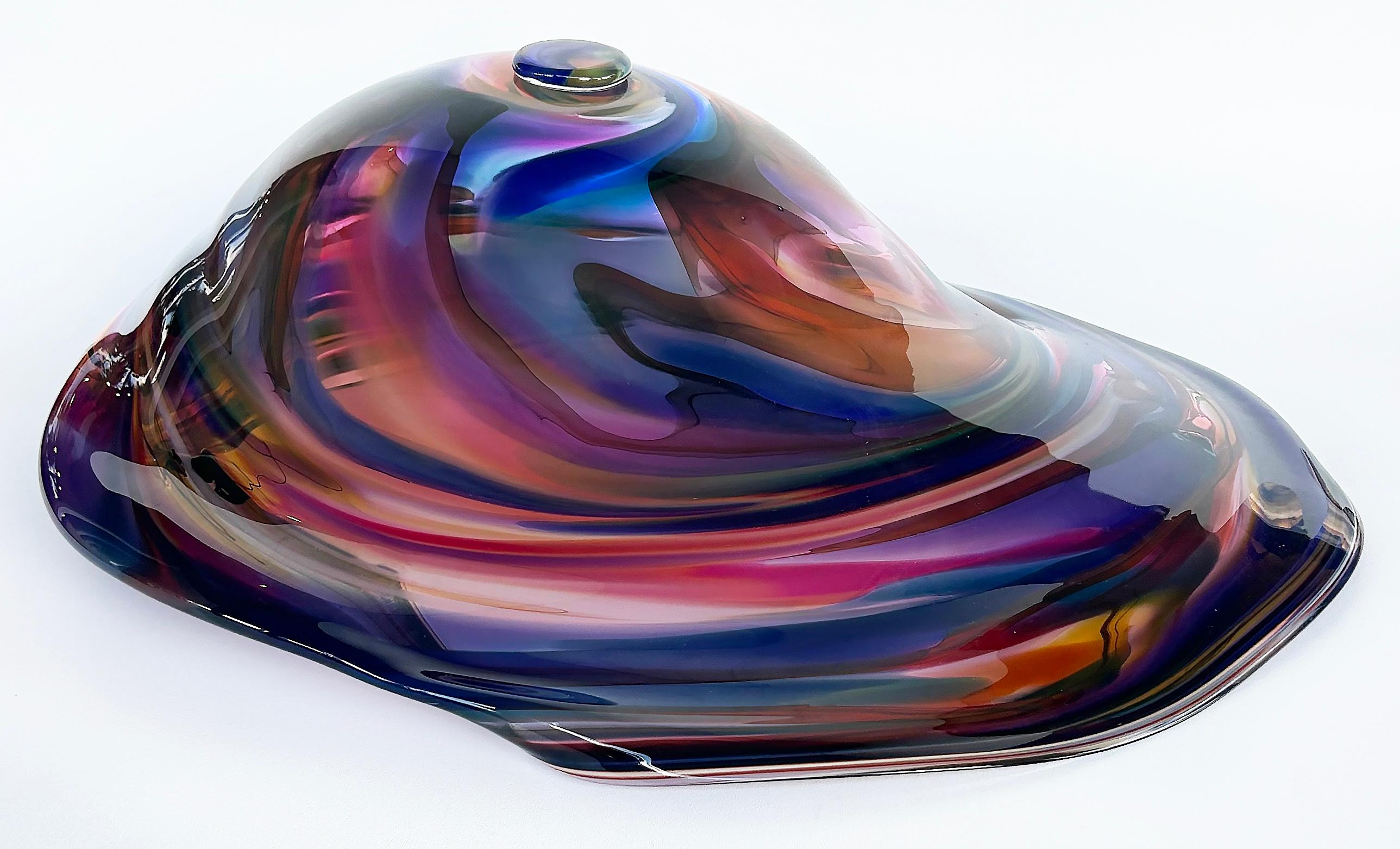 Monumental David Goldhagen Blown Art Glass Centerpiece Bowl, American For Sale 12