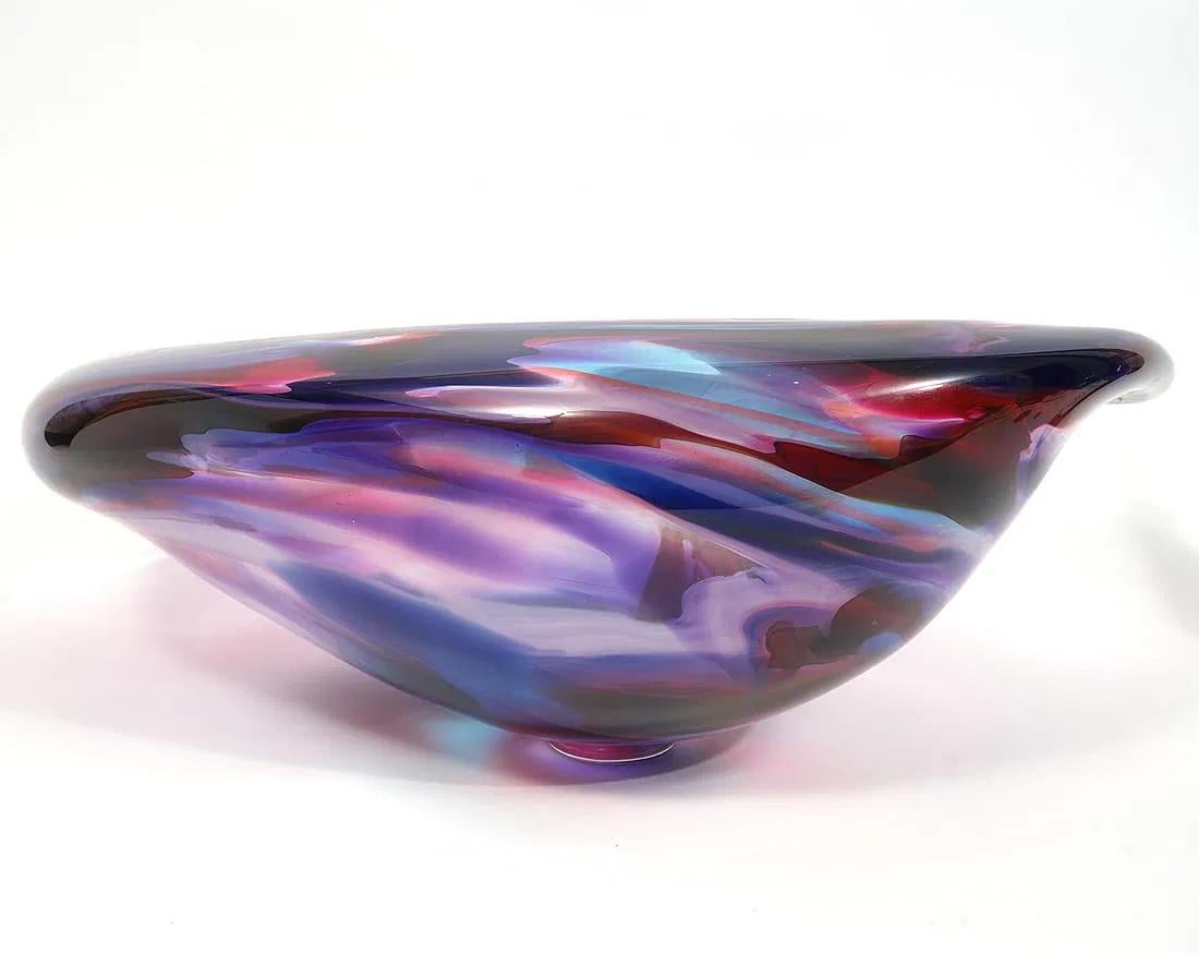 Modern Monumental David Goldhagen Blown Art Glass Centerpiece Bowl For Sale