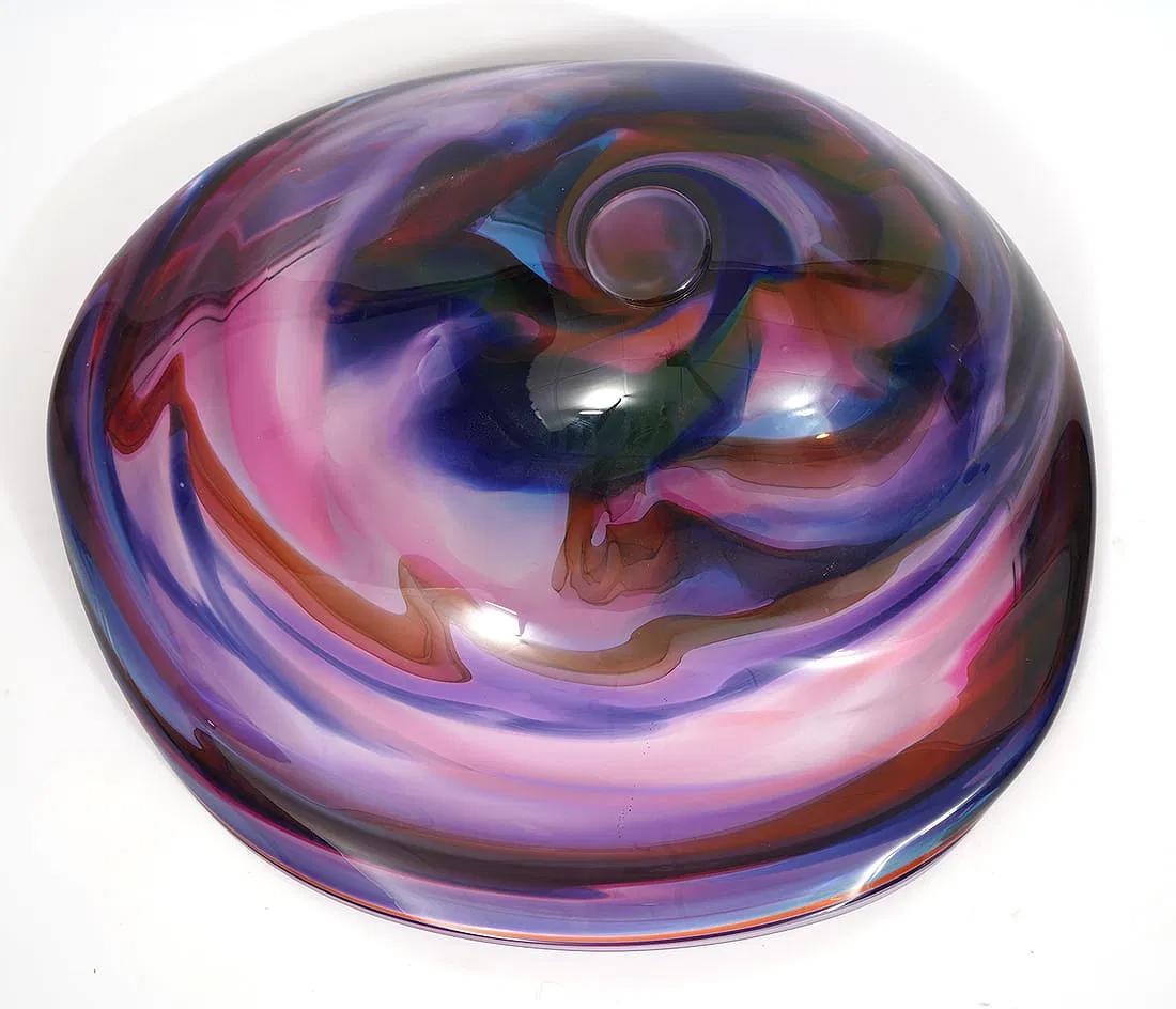 Hand-Crafted Monumental David Goldhagen Blown Art Glass Centerpiece Bowl For Sale