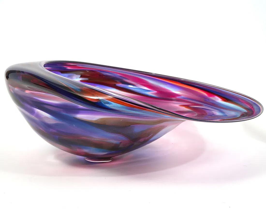 Monumental David Goldhagen Blown Art Glass Centerpiece Bowl In Good Condition For Sale In Miami, FL