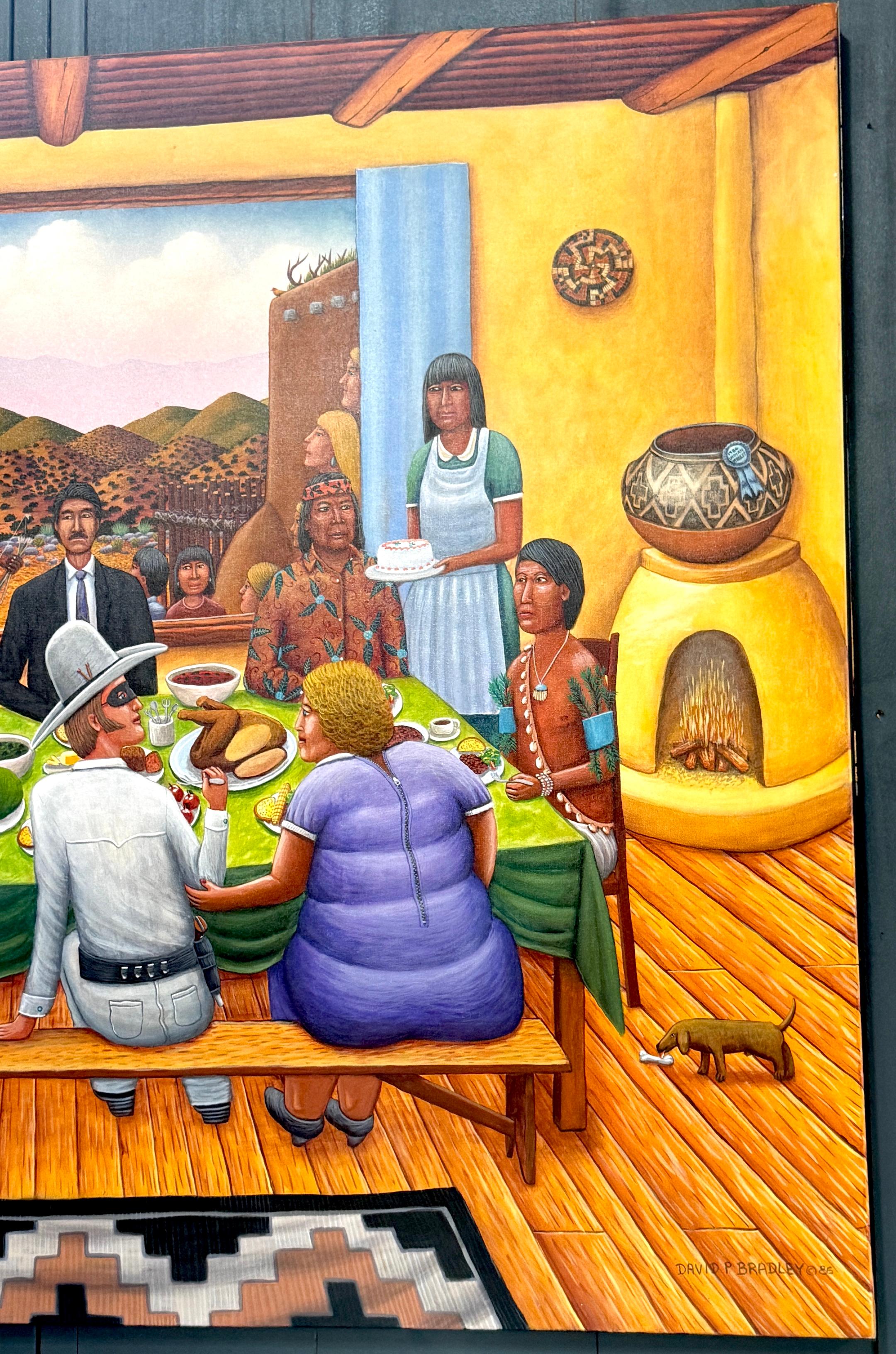 Monumental David P. Bradley - Feast Day Painting In Good Condition For Sale In West Palm Beach, FL