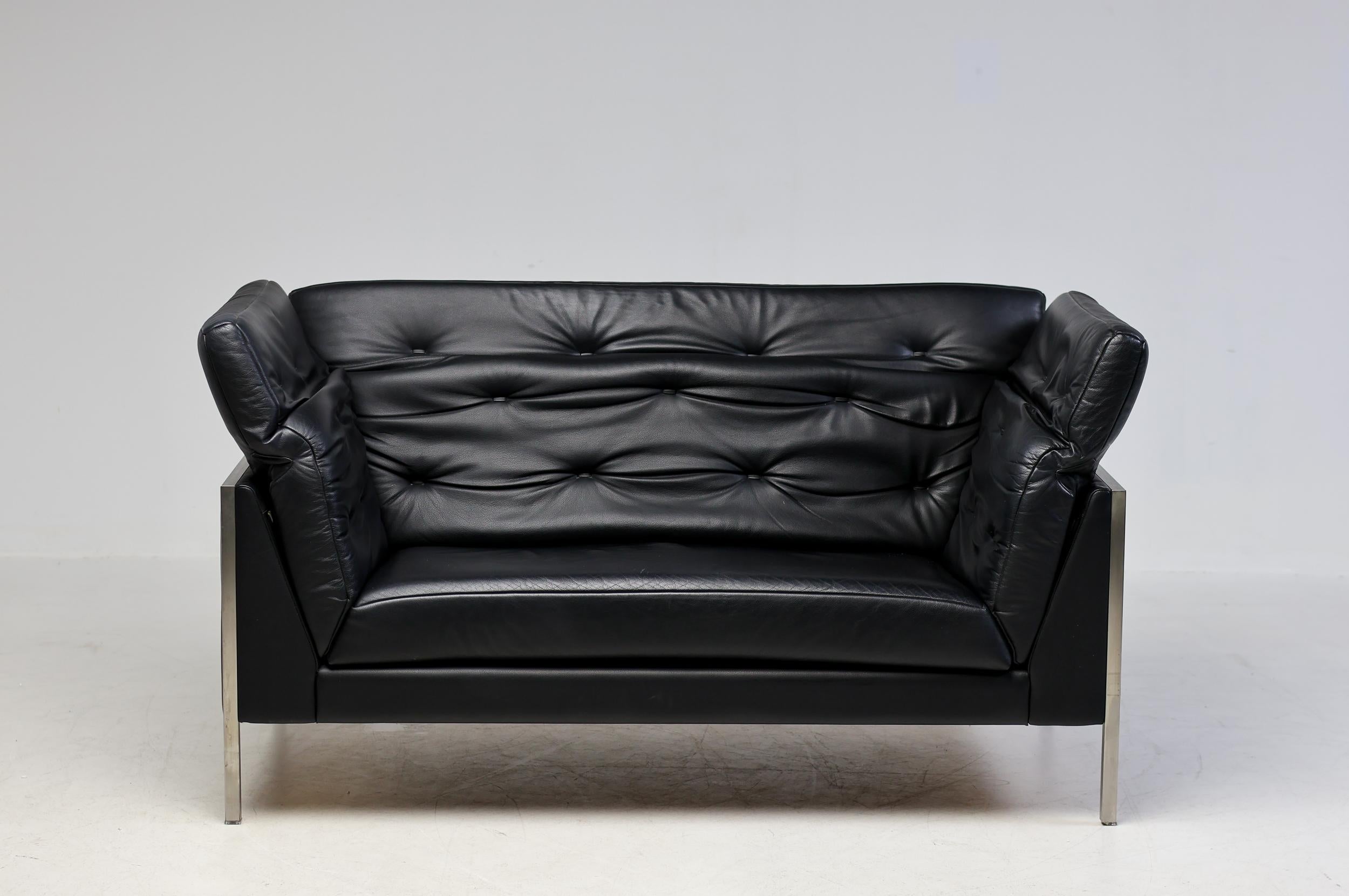 Monumental De Sede DS 540 Sofa Set in Black Leather 8