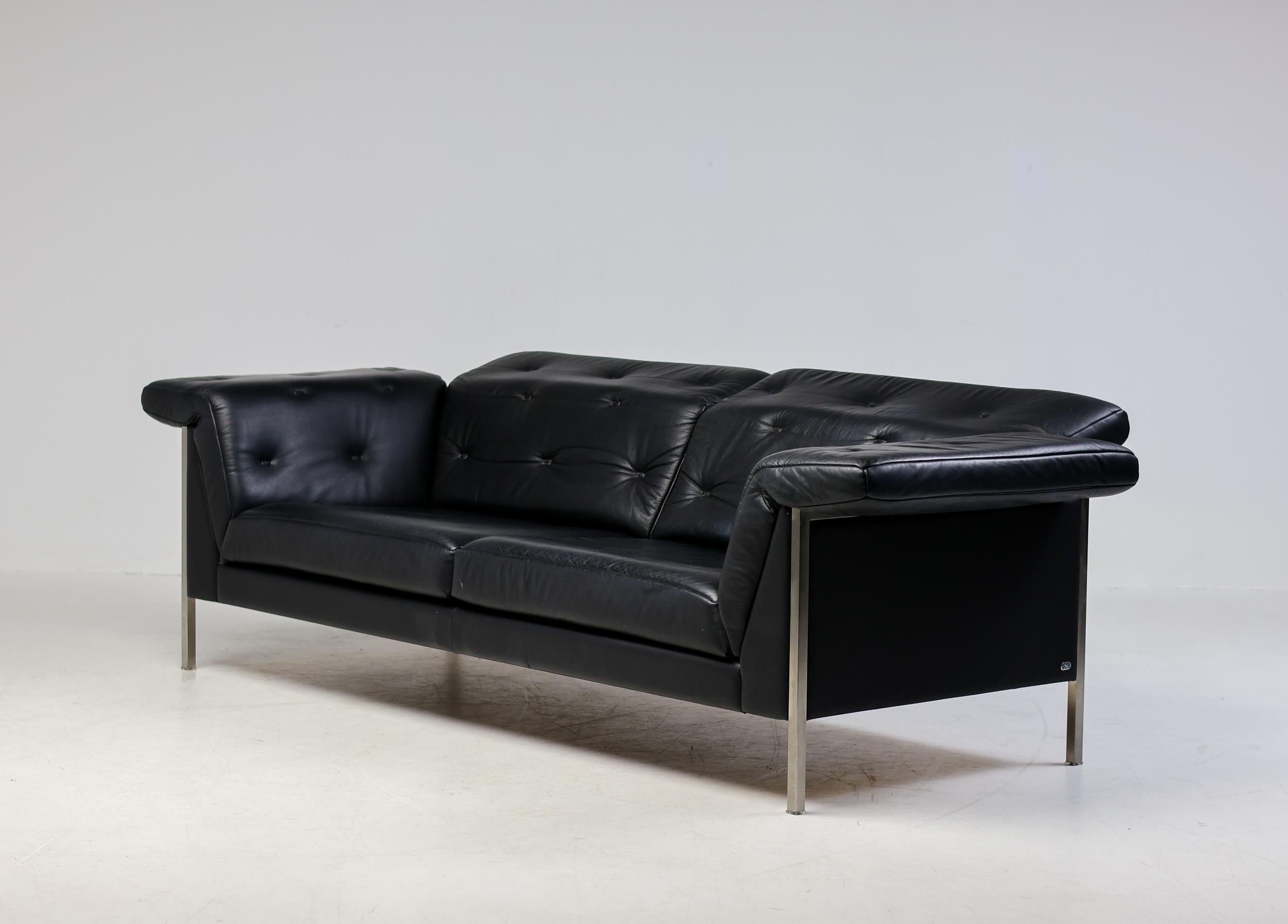 Modern Monumental De Sede DS 540 Sofa Set in Black Leather