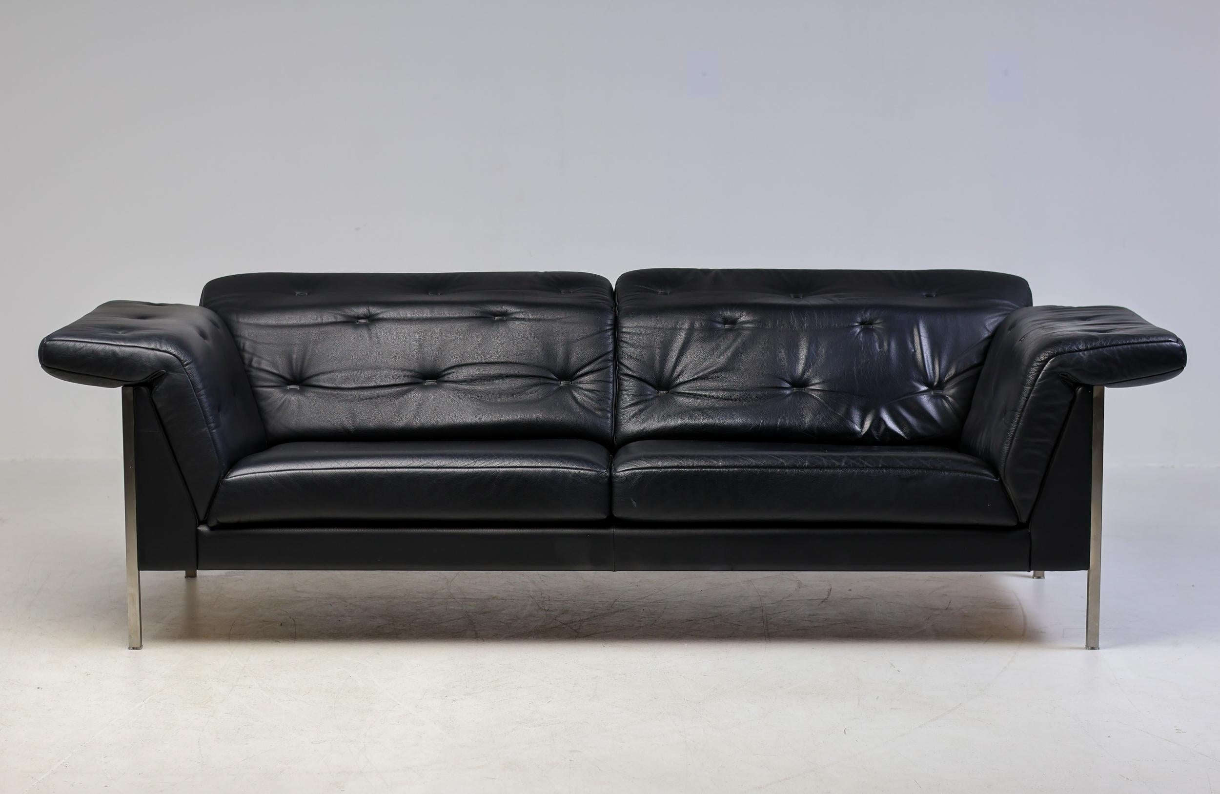Steel Monumental De Sede DS 540 Sofa Set in Black Leather