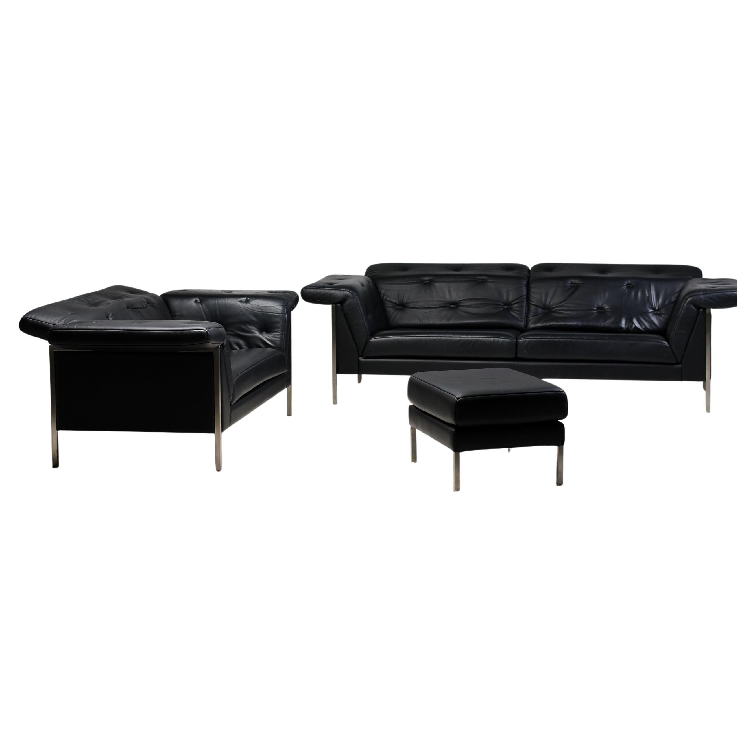 Monumental De Sede DS 540 Sofa Set in Black Leather