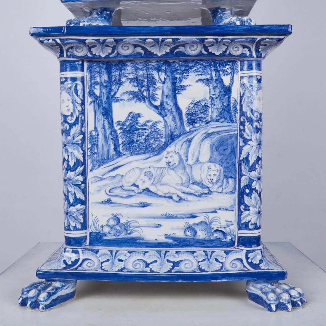 20th Century Monumental Delft Blue and White Tiered Tulipiere