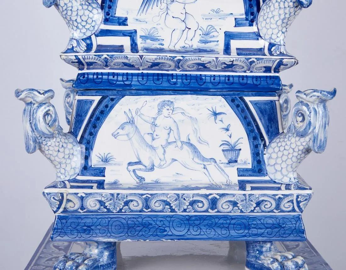 Monumental Delft Blue and White Tiered Tulipiere 1