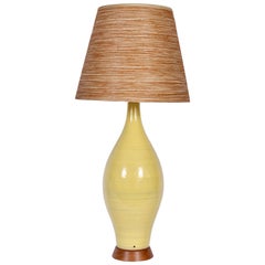 Monumental Design-Technics Bright Yellow Banded Art Pottery Table Lamp