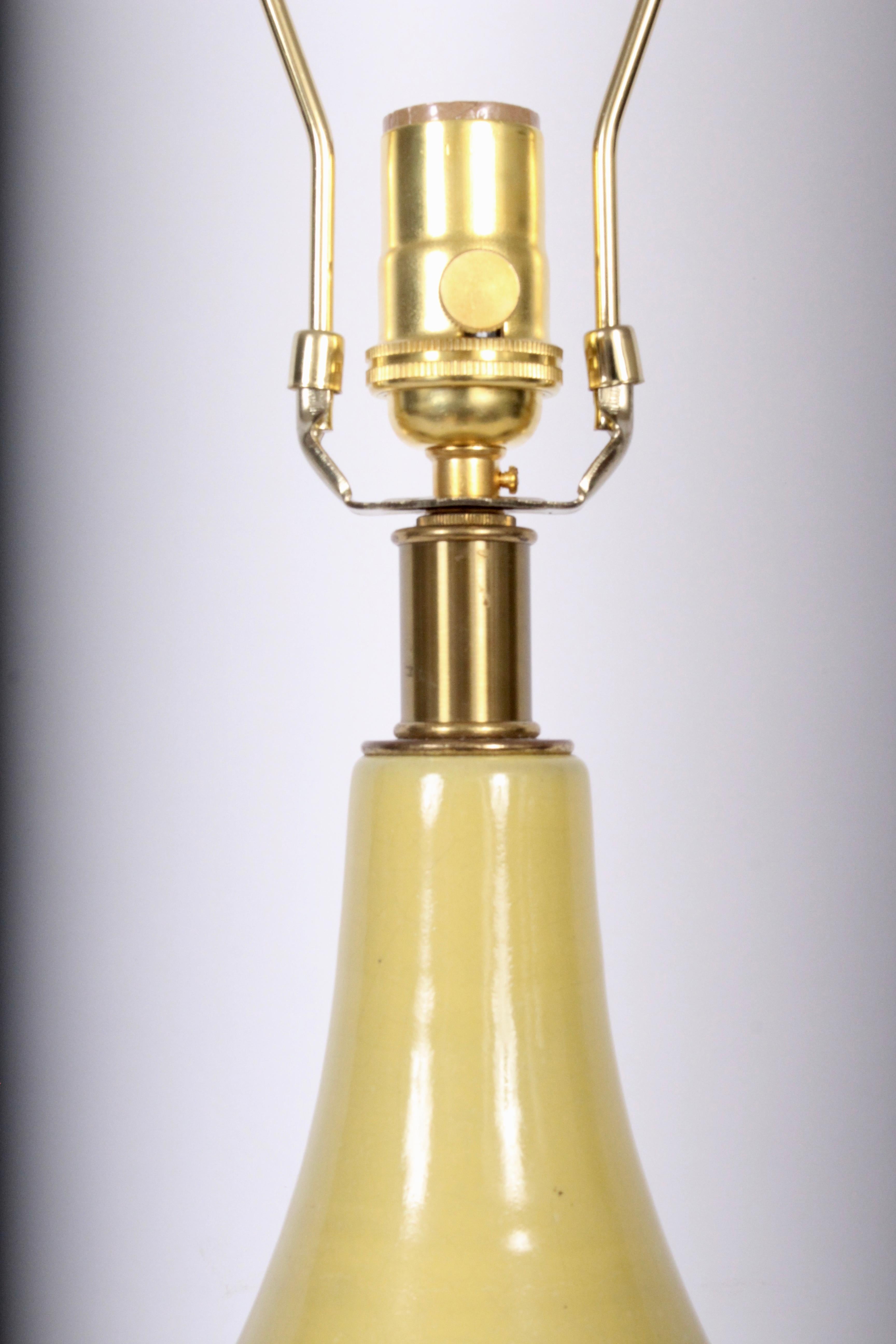 Monumental Design-Technics Bright Yellow Banded Art Pottery Table Lamp In Good Condition For Sale In Bainbridge, NY
